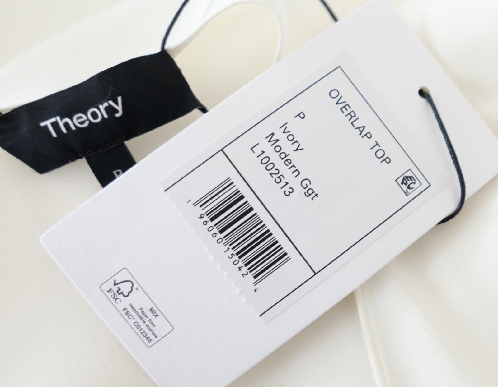 Blusa de Seda Crema Superpuesta Theory en venta 1