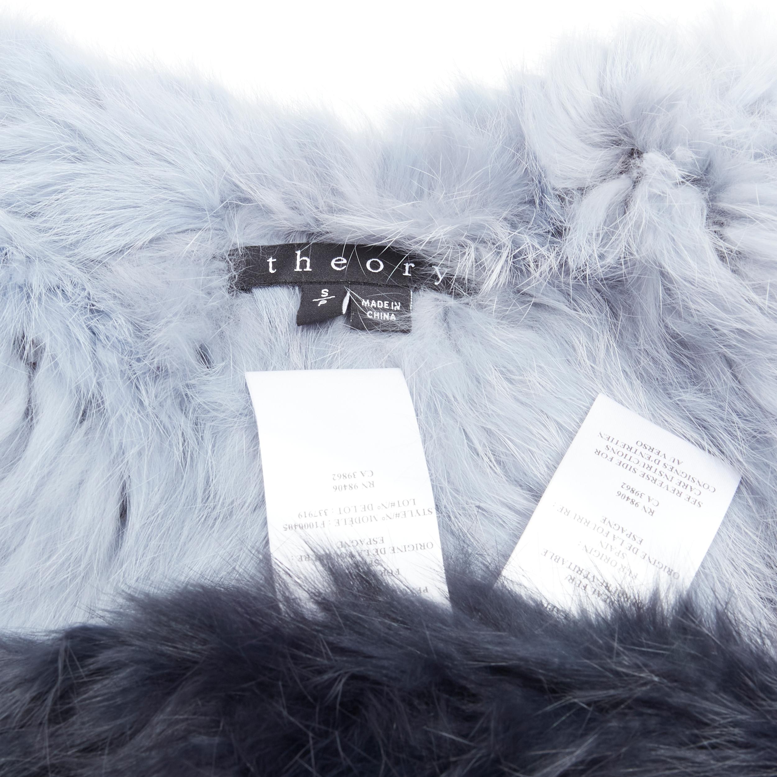 THEORY rabbit fur gradient blue fur vest jacket S 3