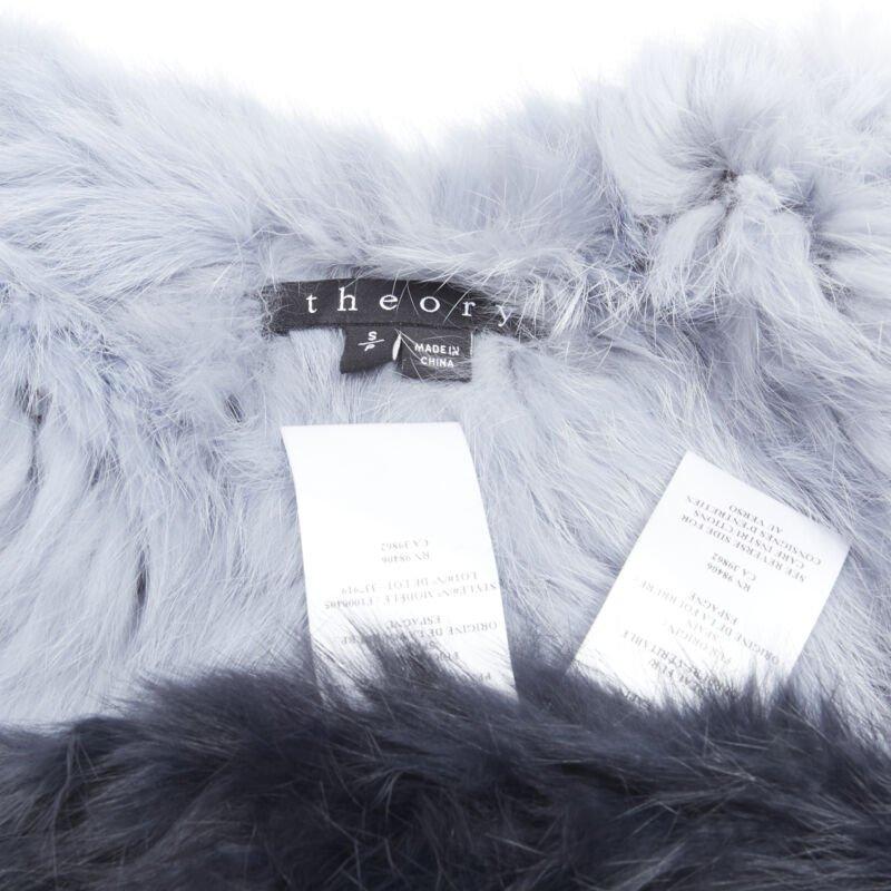 THEORY rabbit fur gradient blue fur vest jacket S 6