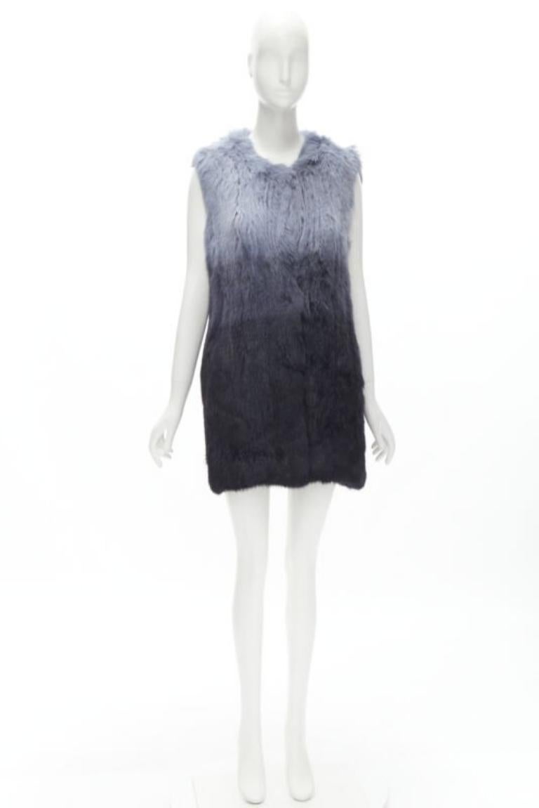 THEORY rabbit fur gradient blue fur vest jacket S 7