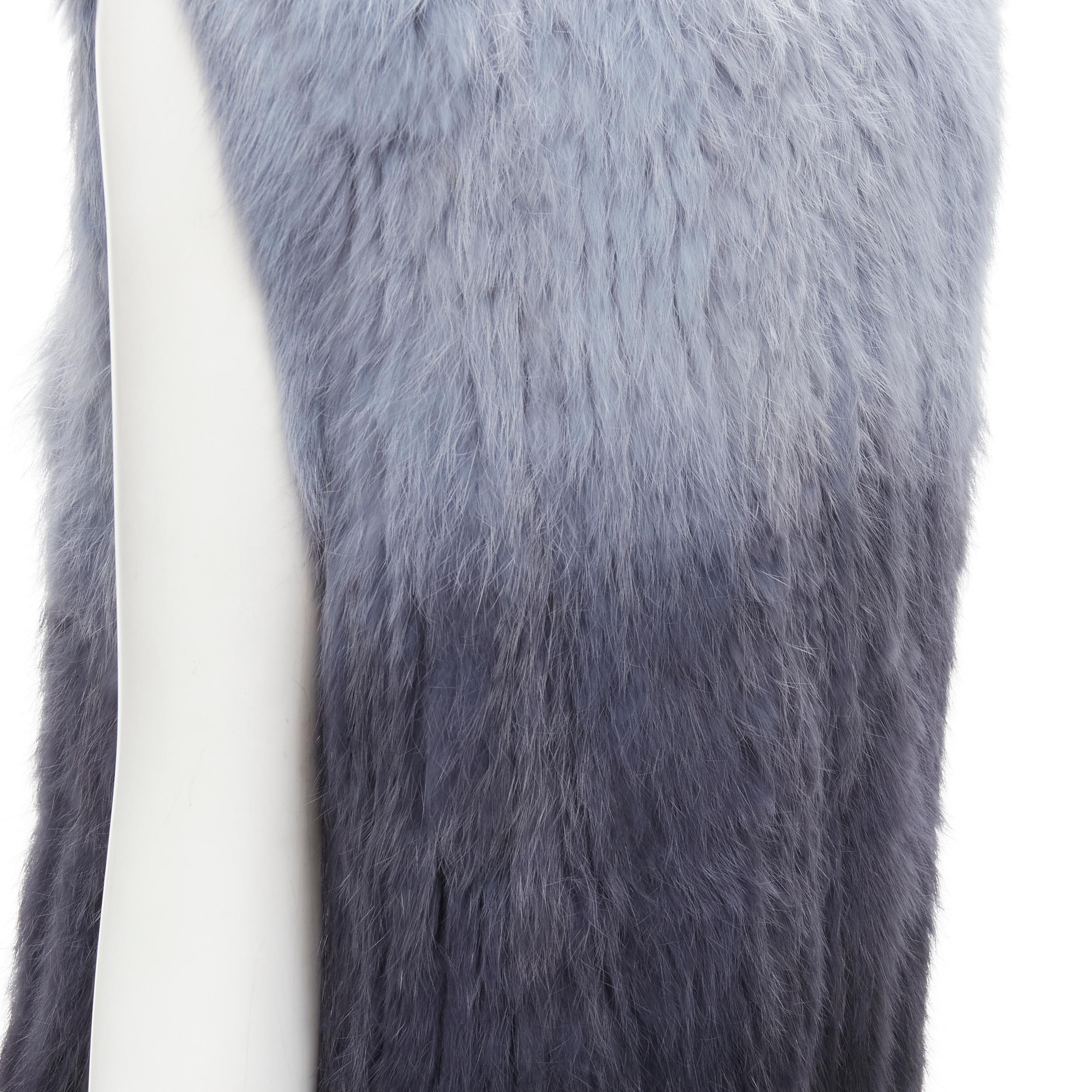 THEORY rabbit fur gradient blue fur vest jacket S
Brand: Theory
Material: Fur
Color: Blue
Pattern: Solid
Closure: Hook & Eye
Extra Detail: Genuine rabbit fur. Hook eye closure. Dual side seam pockets.
Made in: China

CONDITION:
Condition: Excellent,
