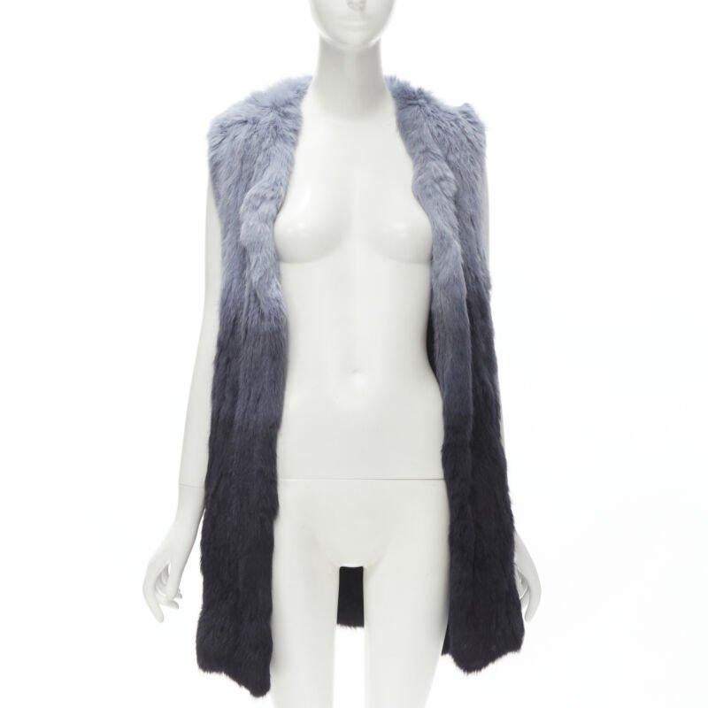 Noir THEORY - Veste en fourrure de lapin dégradée - Veste en fourrure bleue S en vente