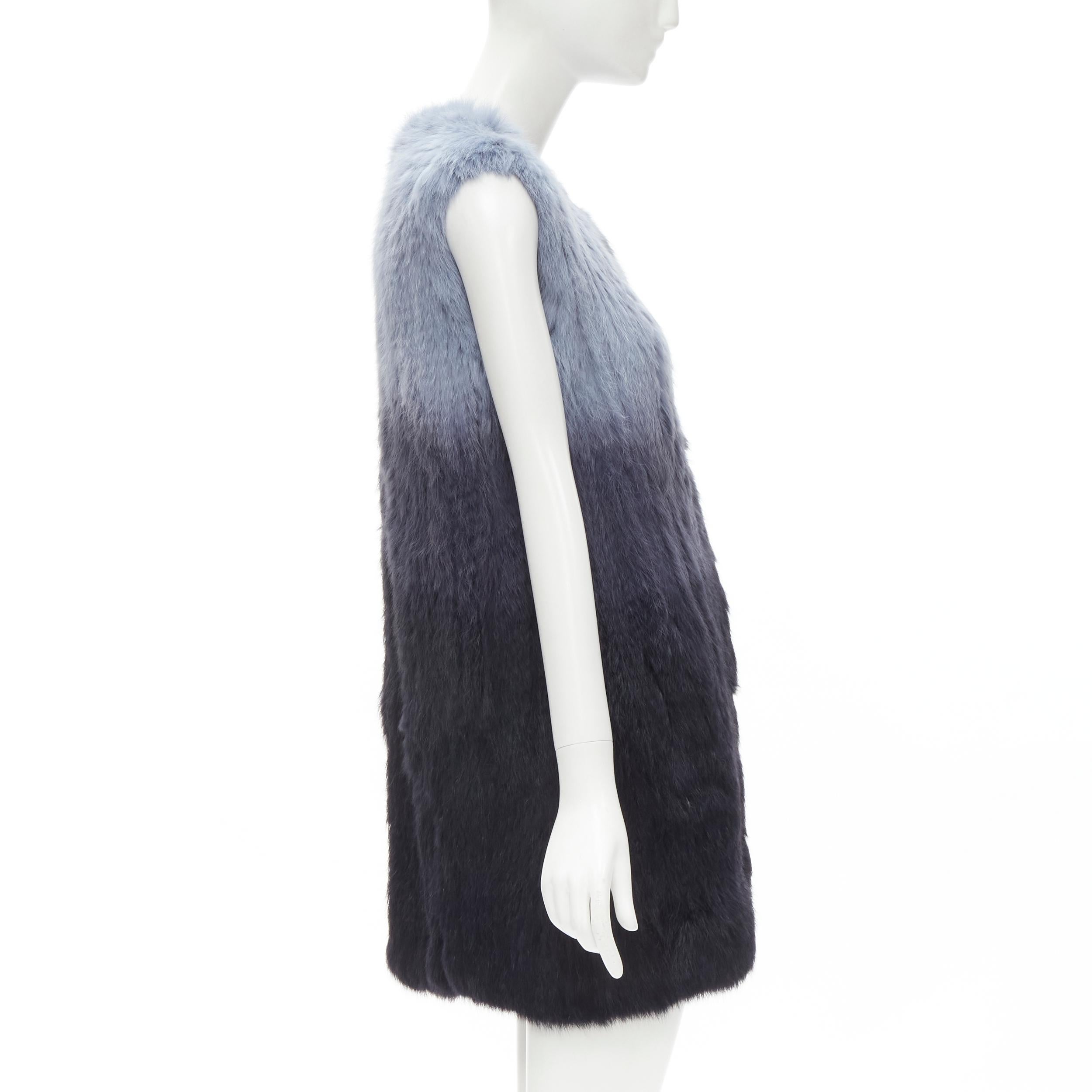 Black THEORY rabbit fur gradient blue fur vest jacket S For Sale