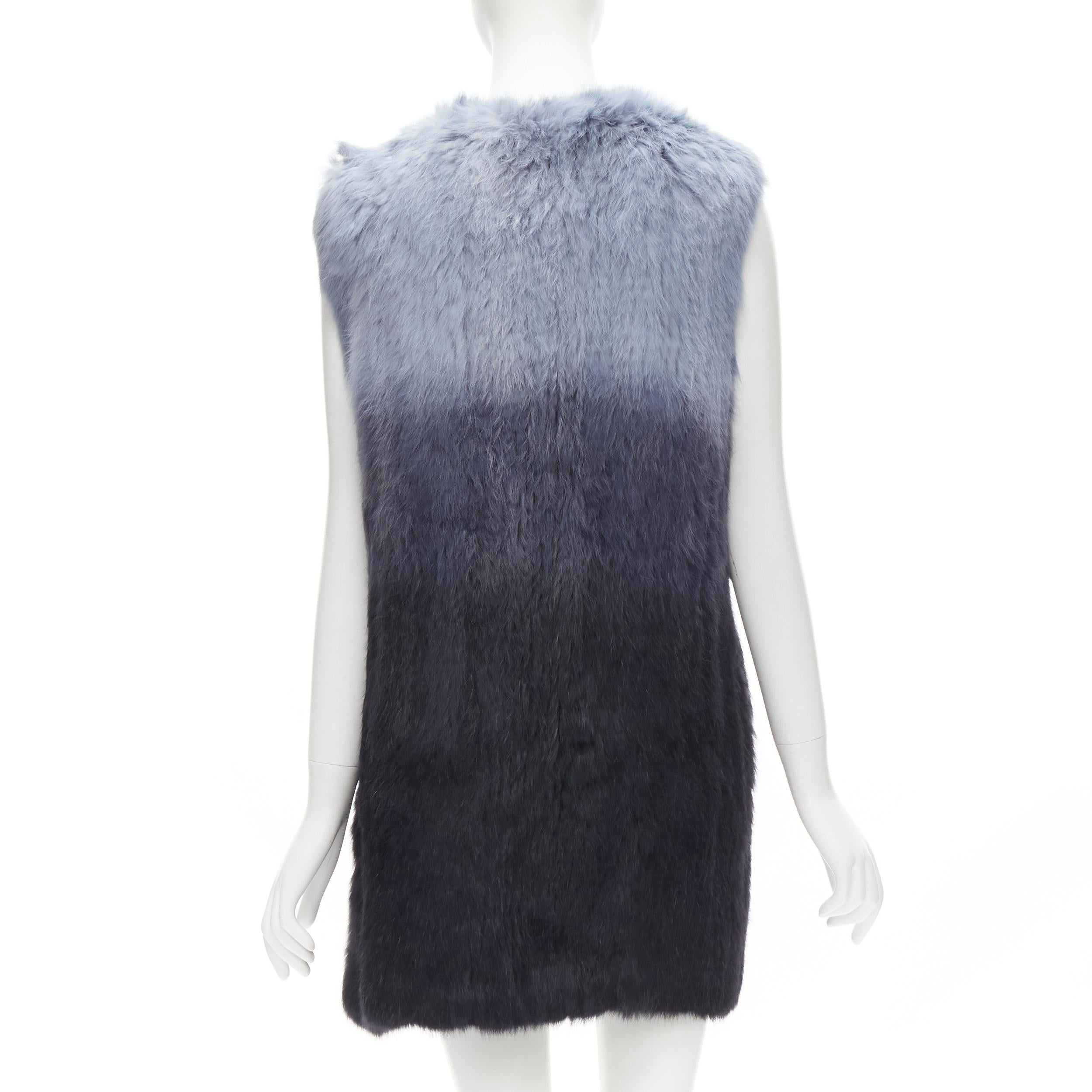 THEORY rabbit fur gradient blue fur vest jacket S In Excellent Condition For Sale In Hong Kong, NT
