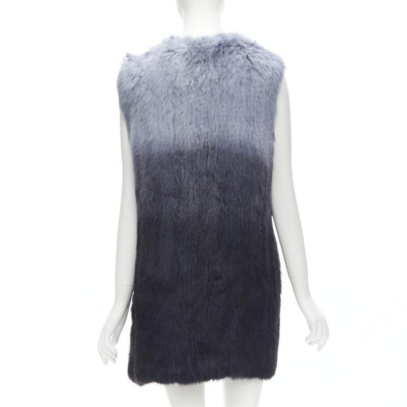 THEORY rabbit fur gradient blue fur vest jacket S 2