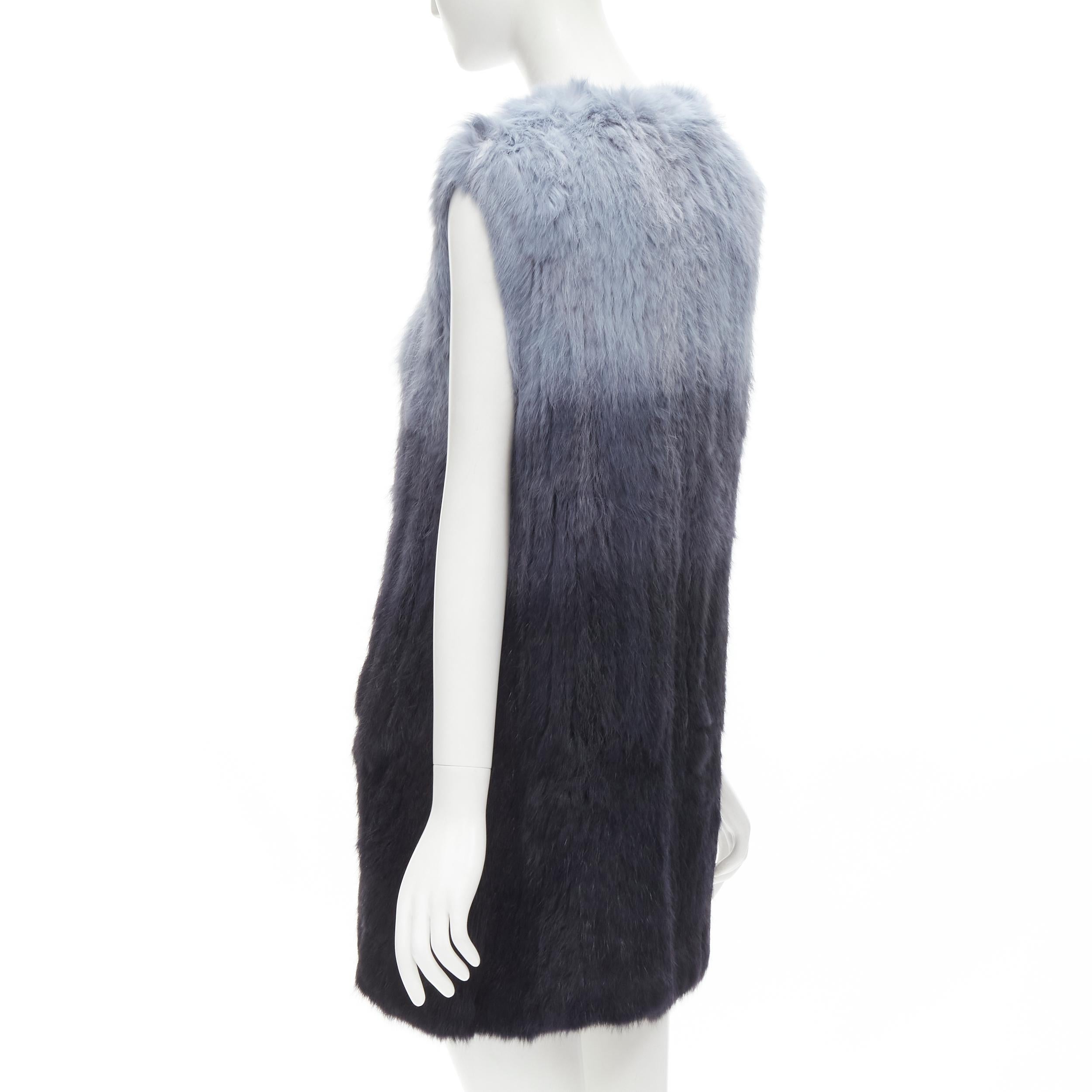 Women's THEORY rabbit fur gradient blue fur vest jacket S For Sale