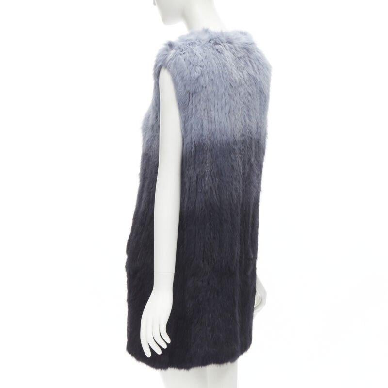 THEORY rabbit fur gradient blue fur vest jacket S 3