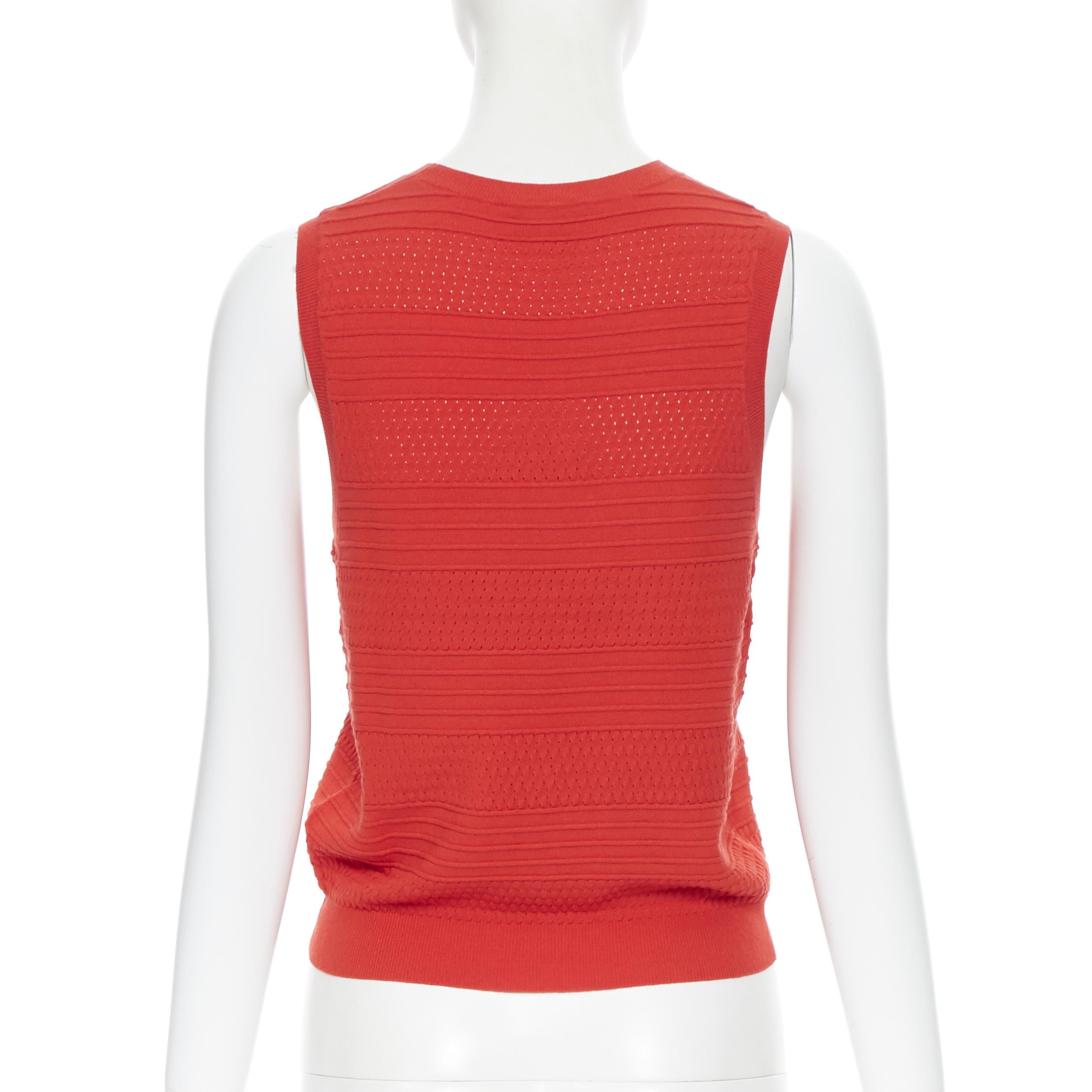 Red THEORY red polyester textured jacquard knit sleeveless vest top XS