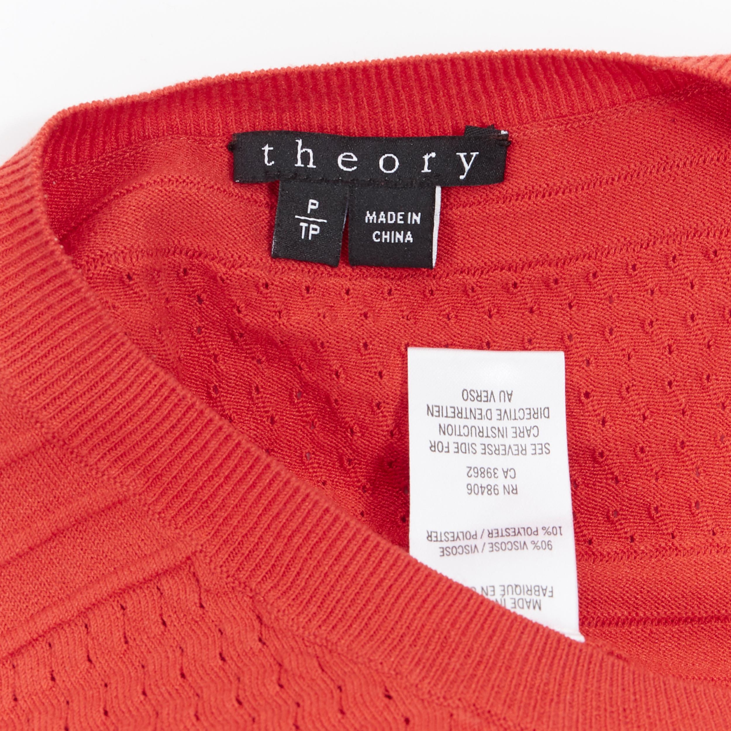 THEORY red polyester textured jacquard knit sleeveless vest top XS 1