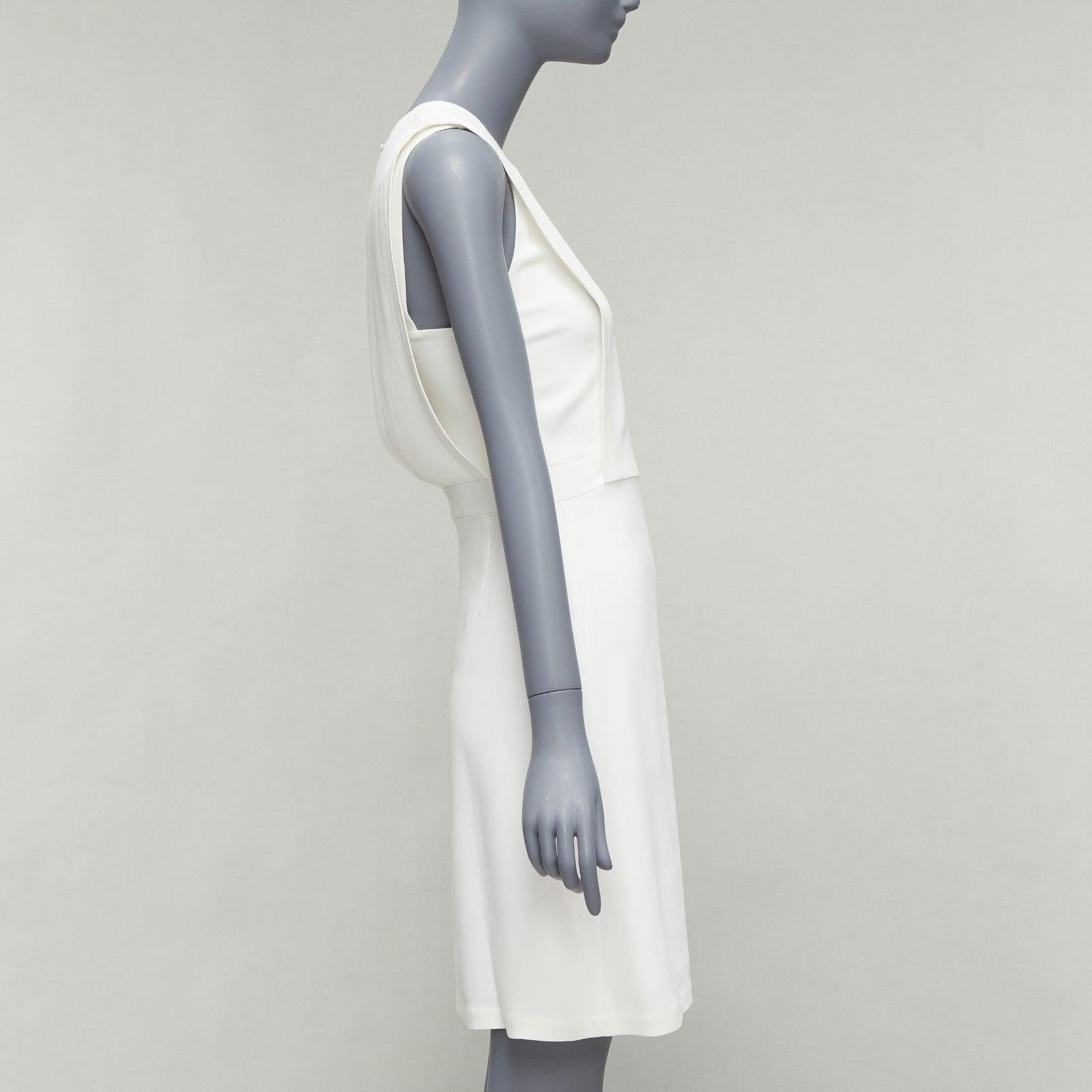 THEORY Rimlan white silky layered top A-line dress US0 XS In Good Condition For Sale In Hong Kong, NT