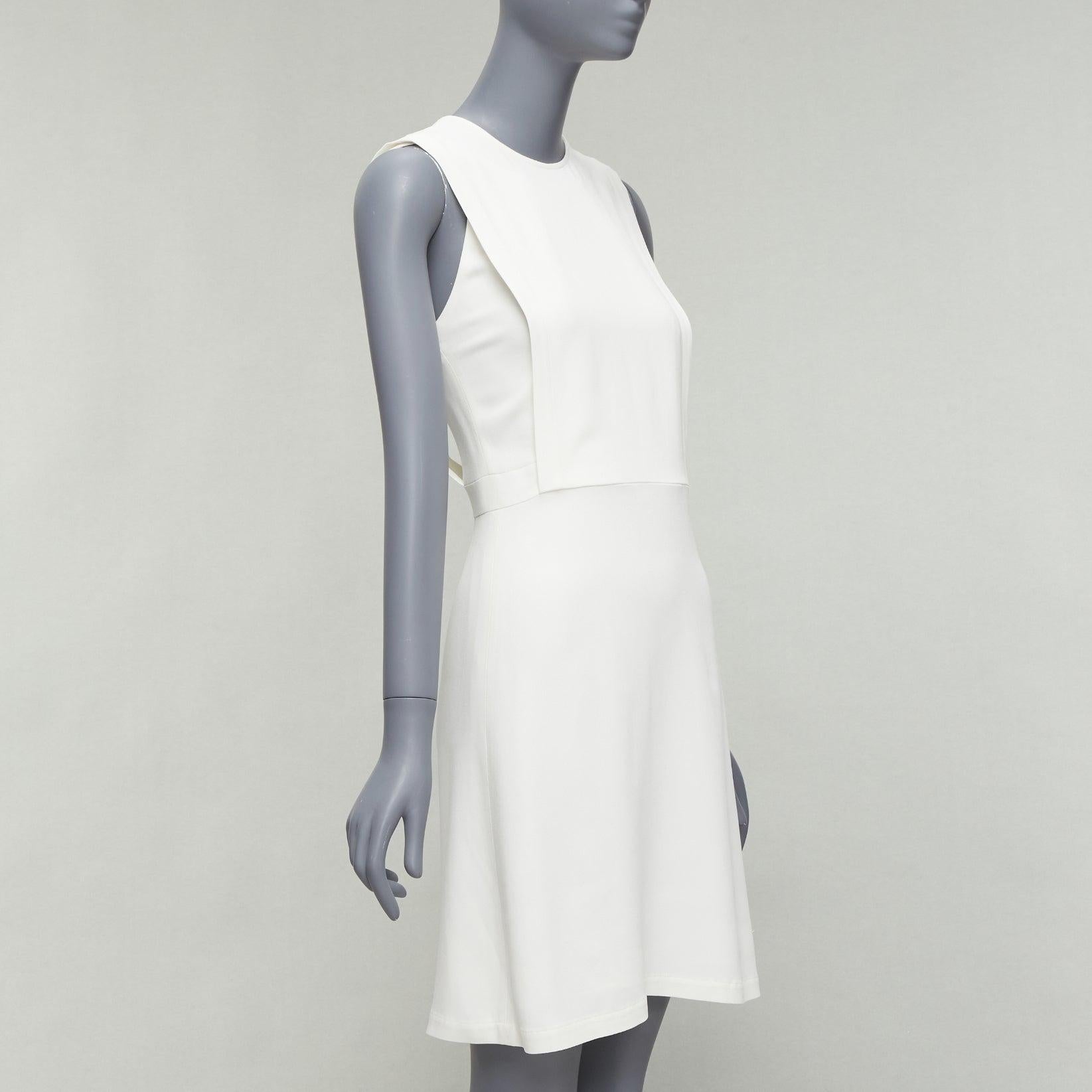 THEORY Rimlan white silky layered top A-line dress US0 XS In Good Condition For Sale In Hong Kong, NT