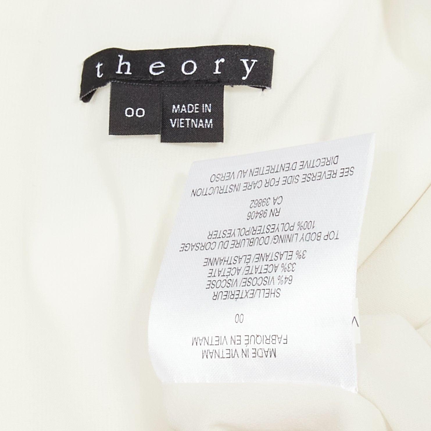 THEORY Rimlan white silky layered top A-line dress US0 XS For Sale 3