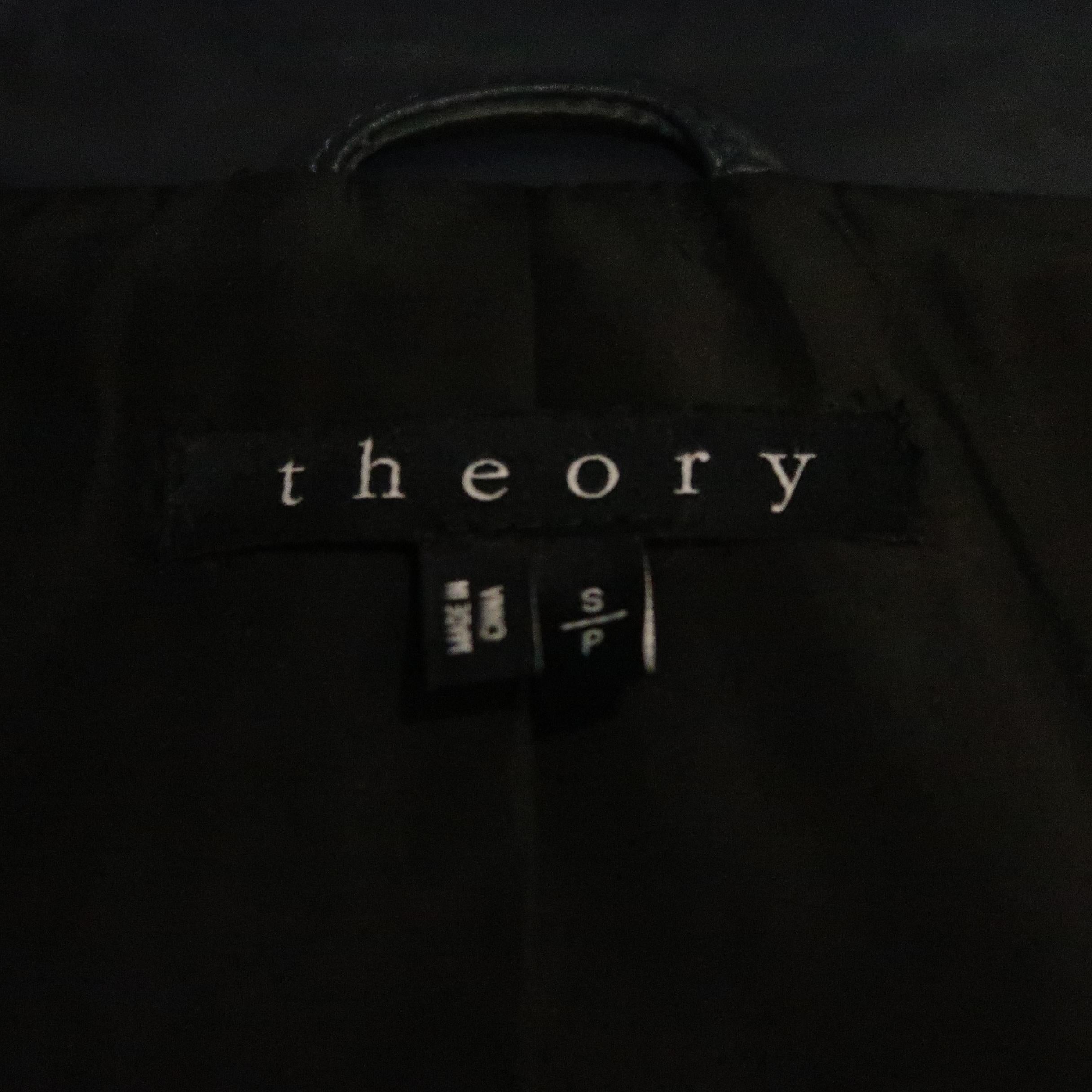 THEORY S Navy Solid Leather Jacket 2