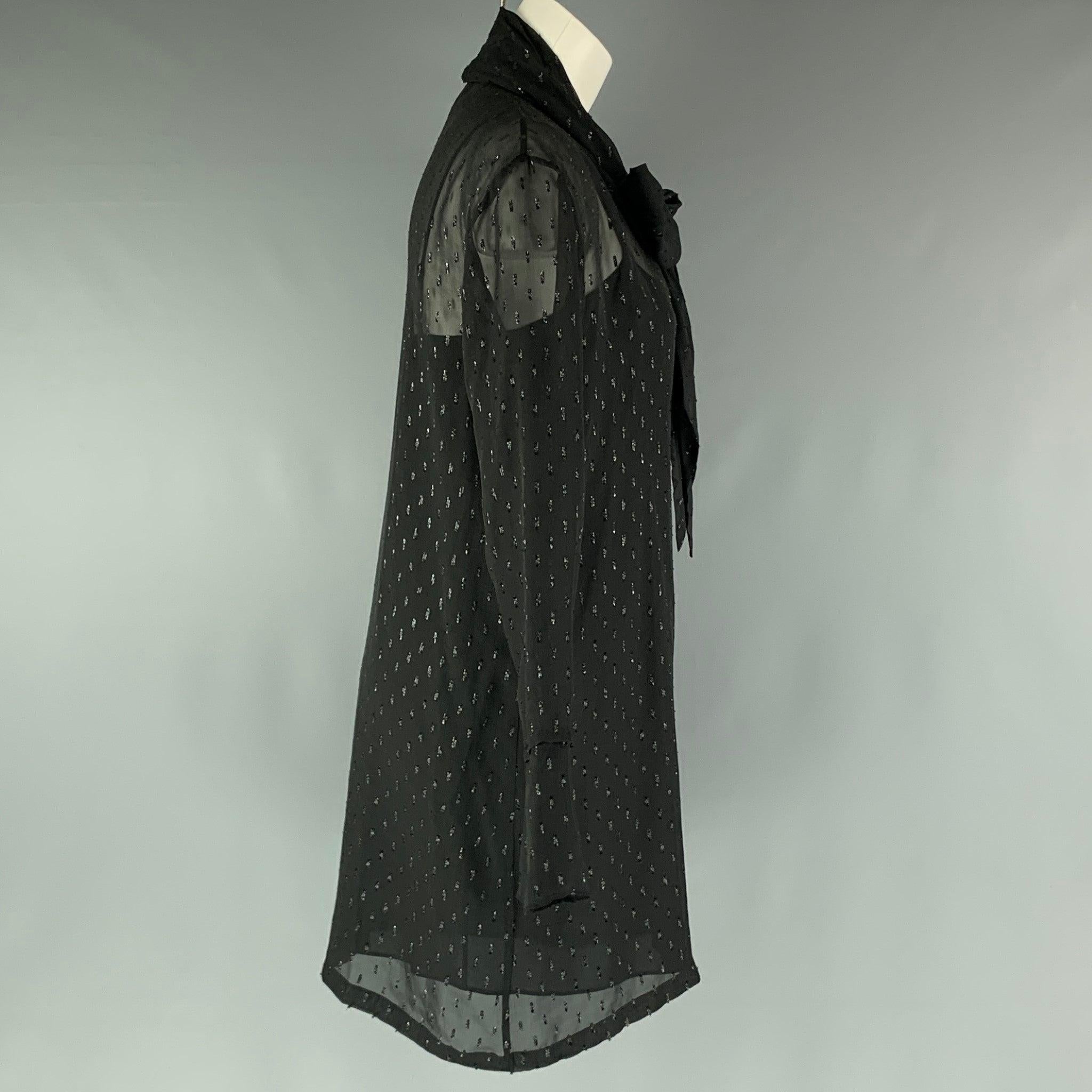 THEORY Größe 2 Schwarze Seide  Metallisches Kleid mit strukturierter Schleife im Zustand „Hervorragend“ im Angebot in San Francisco, CA