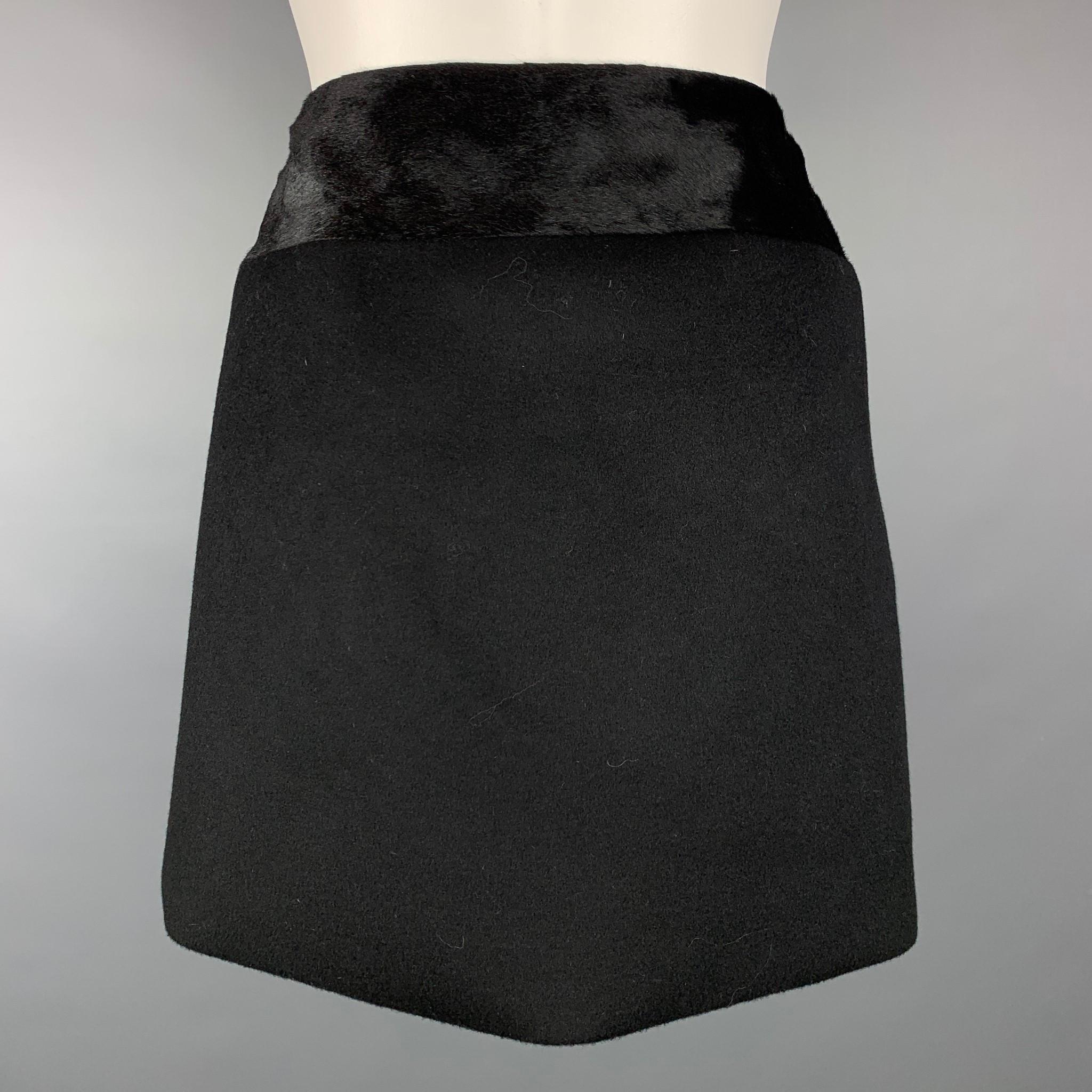 black wool mini skirt
