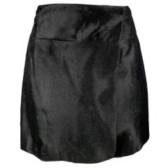THEORY Size 2 Black Wool / Nylon Calf Hair Mini Skirt
