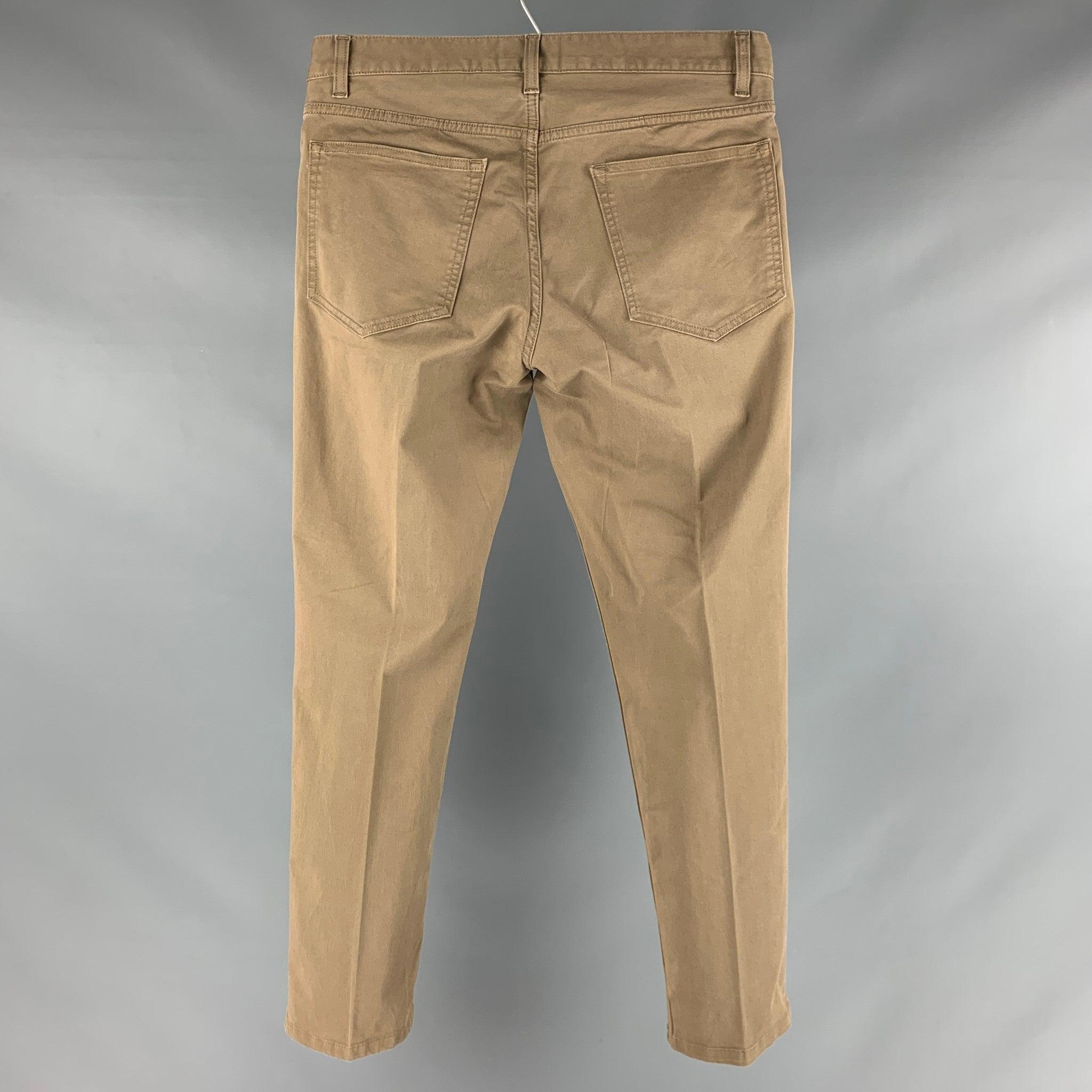 THEORY casual pants comes in a khaki cotton elastane twill featuring a haydin straight
 slim fit, flat front and a zip fly closure.Excellent Pre- Owned Material. 

Marked:   30 

Measurements: 
  Waist: 30 inches Rise: 8 inches Inseam: 28.5 inches 
