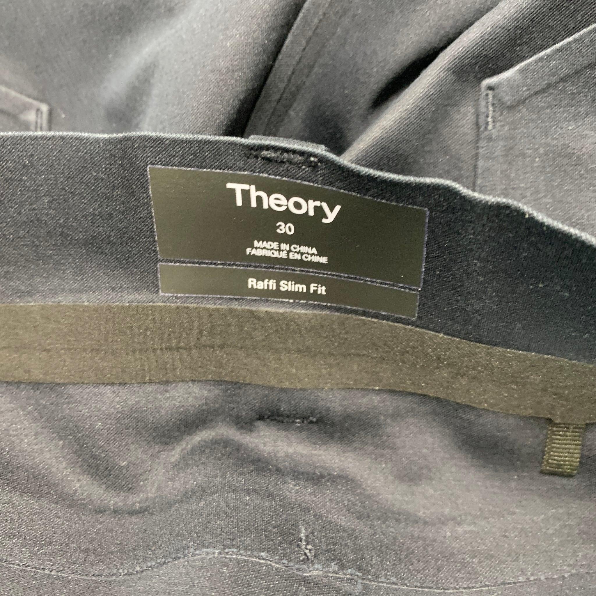 THEORY Size 30 Navy Zip Fly Casual Pants In Good Condition For Sale In San Francisco, CA