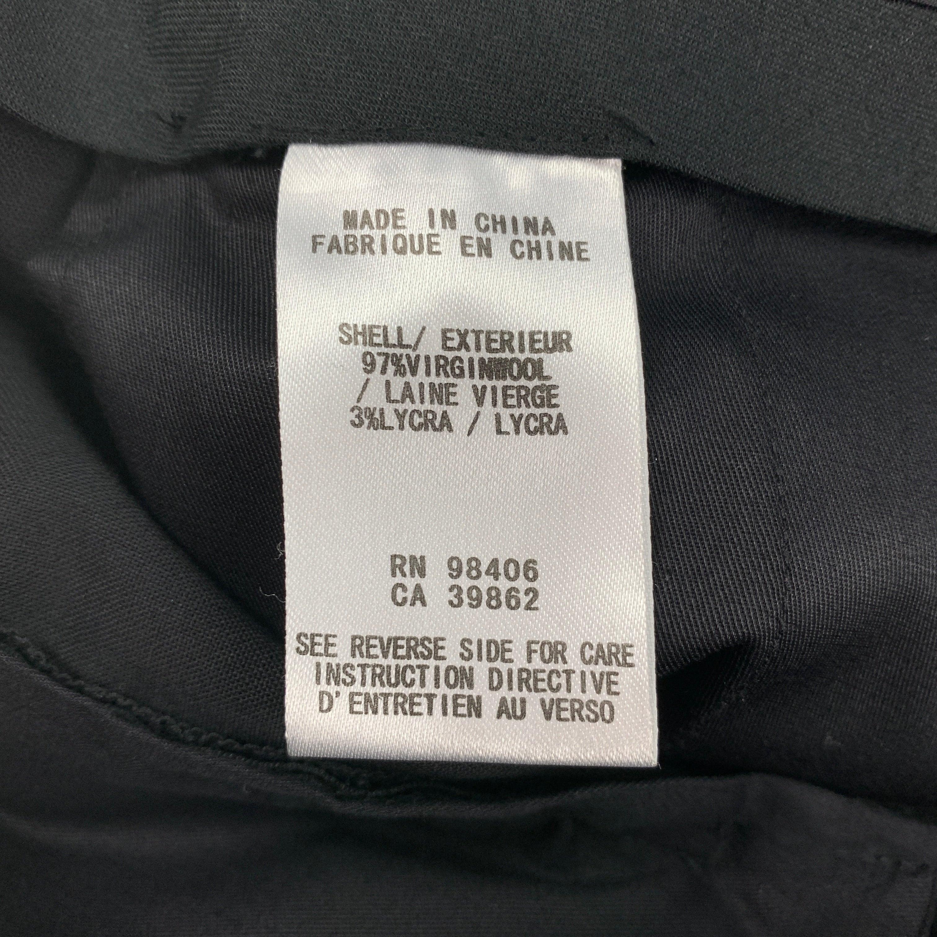 THEORY Size 31 Black Wool / Lycra Zip Fly Dress Pants In Good Condition For Sale In San Francisco, CA