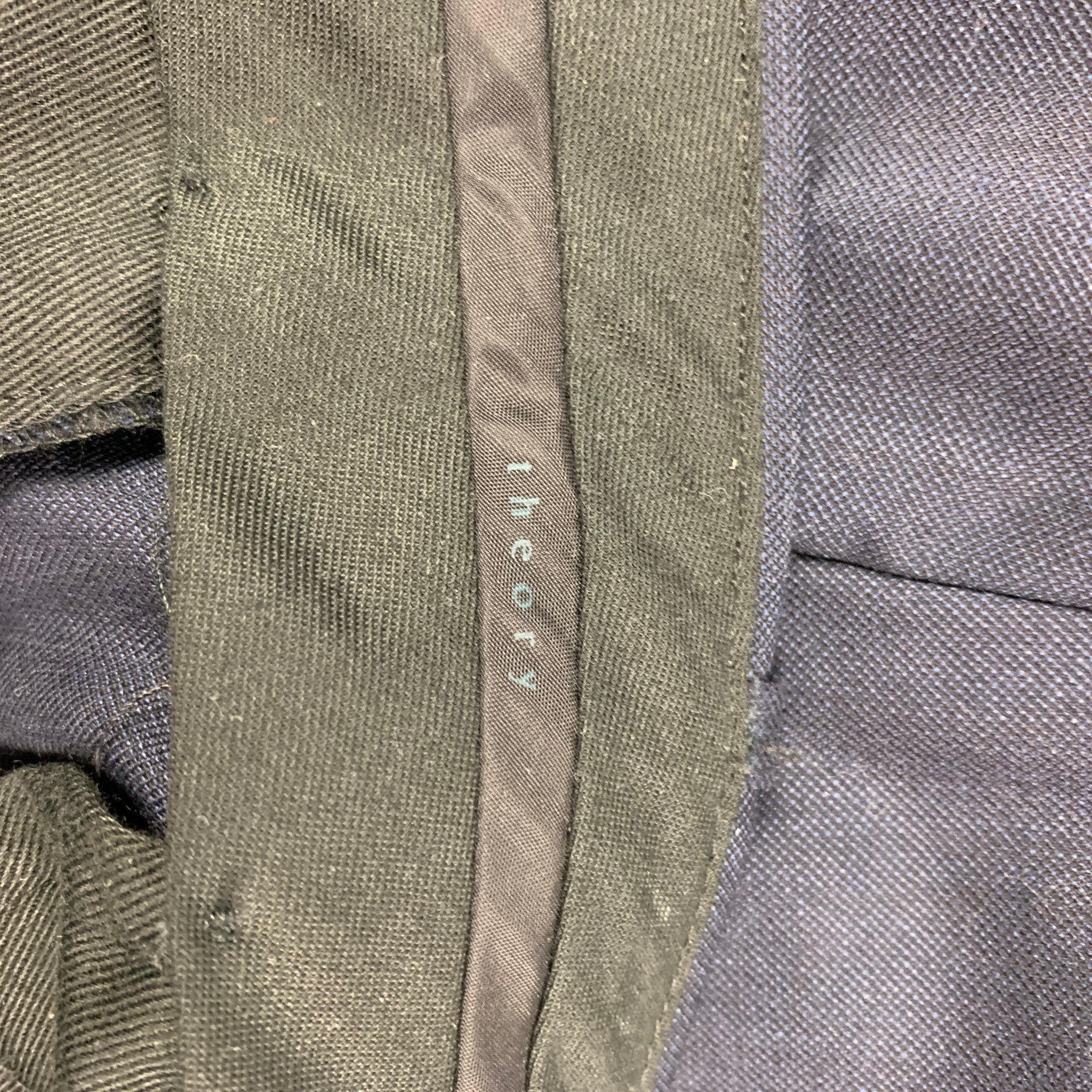 THEORY Size 31 Navy Wool Cuffed Dress Pants For Sale 1