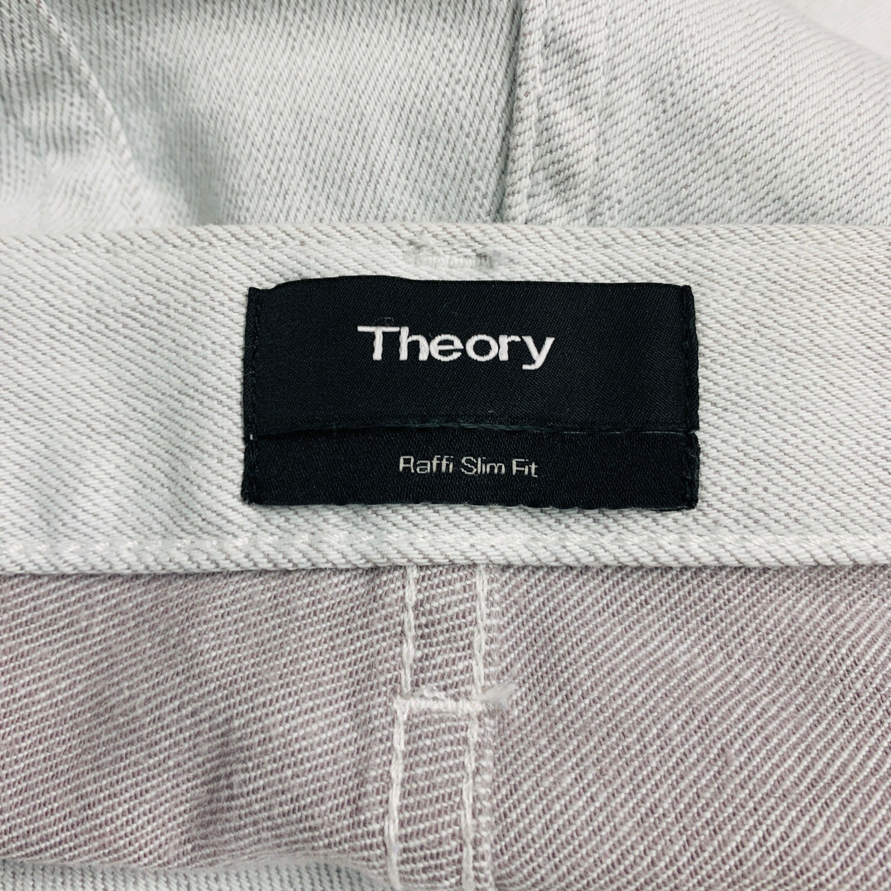 Men's THEORY Size 32 Grey Cotton Blend 5 pocket Jeans For Sale