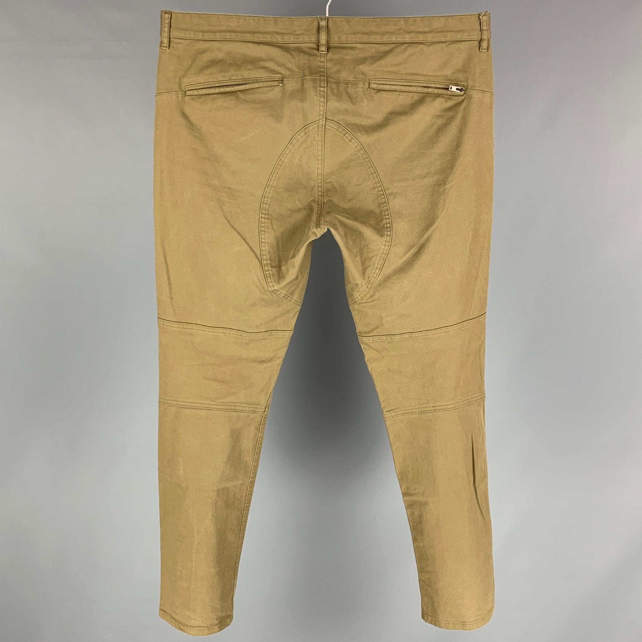 THEORY Size 36 Khaki Cotton Polyurethane Straight Casual Pants In Good Condition For Sale In San Francisco, CA