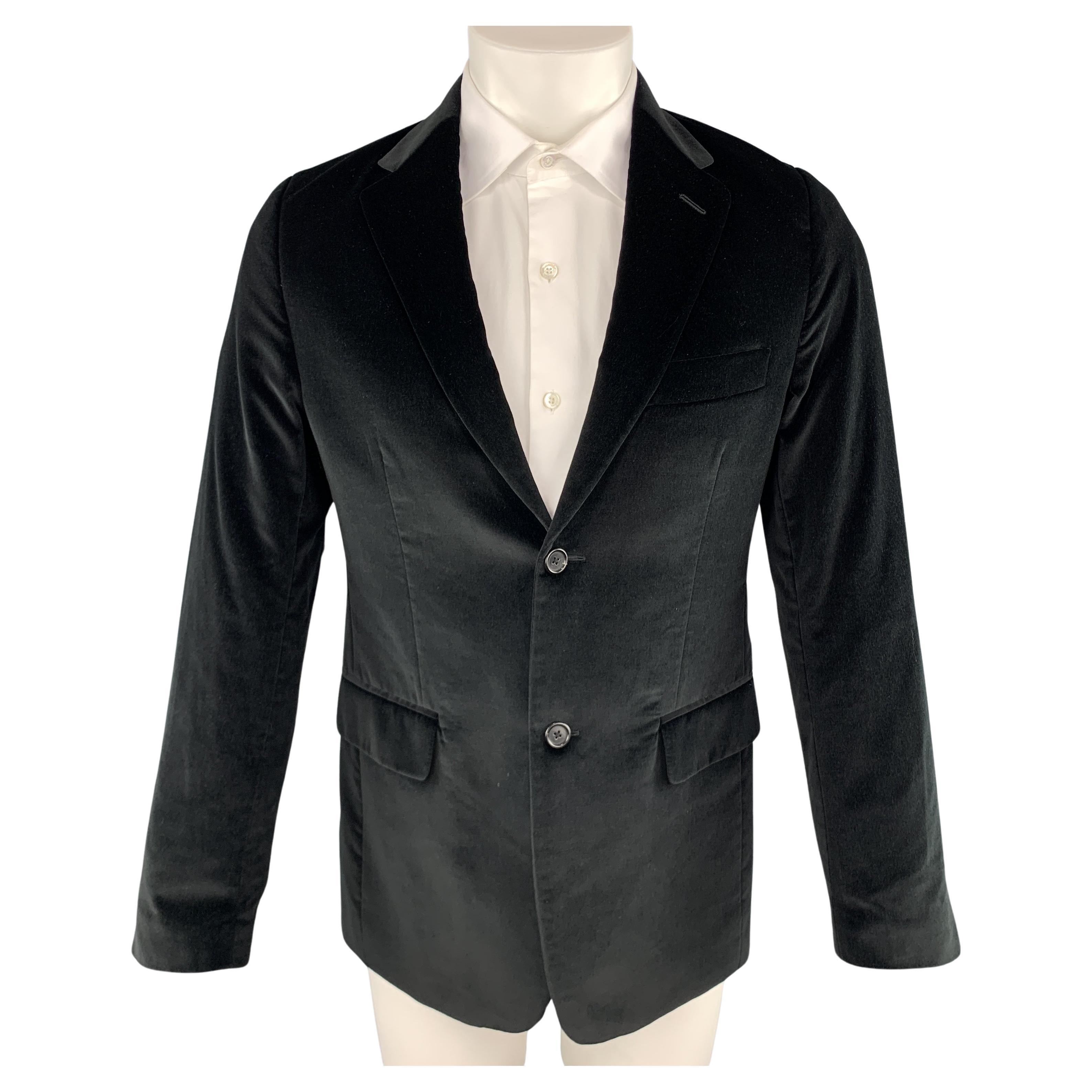 THEORY Size 38 Black Cotton Velvet Notch Lapel Sport Coat For Sale