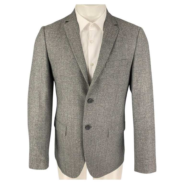 LARDINI Size 38 Grey White Stripe Wool Notch Lapel Sport Coat