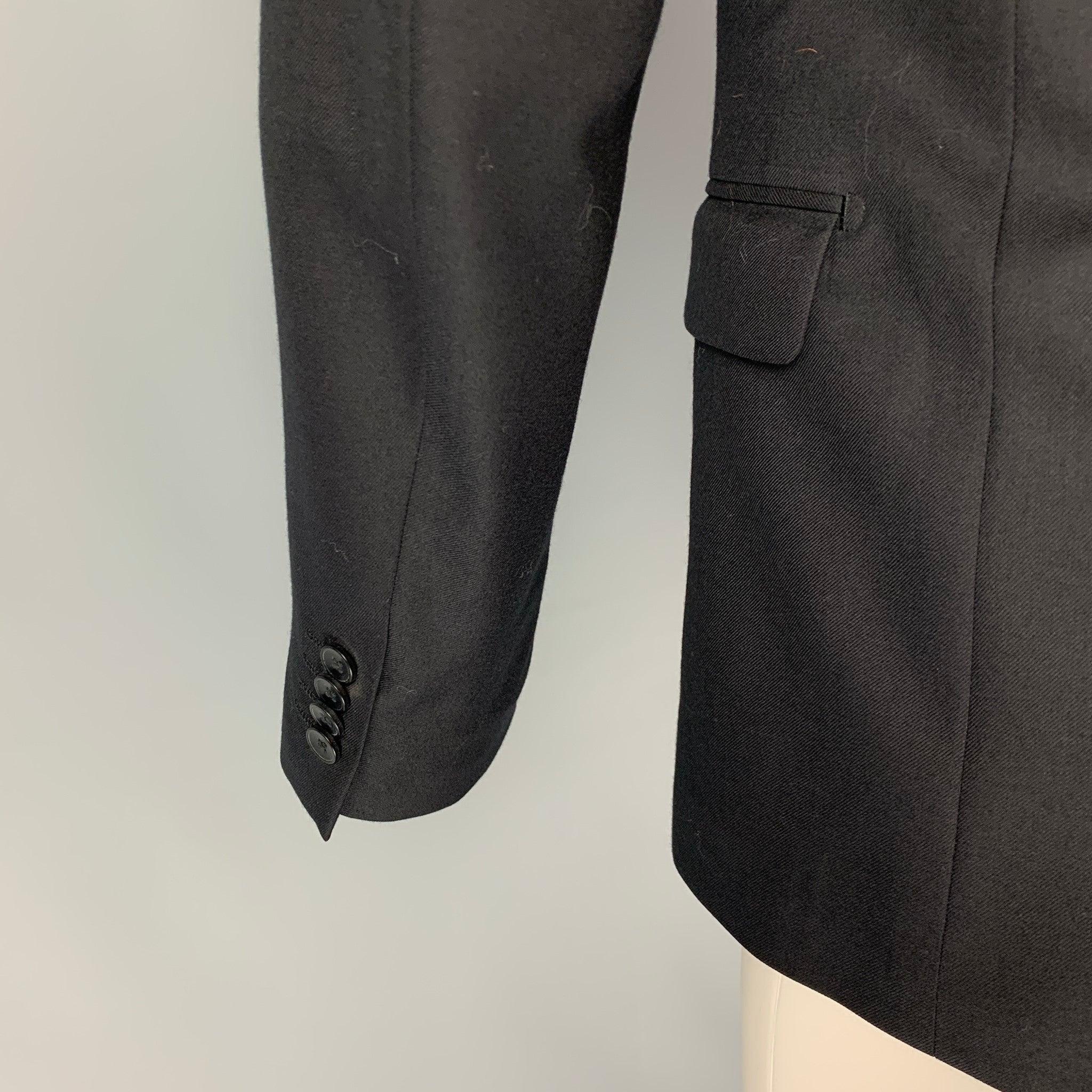Men's THEORY Size 38 Short Black Wool Notch Lapel Sport Coat For Sale