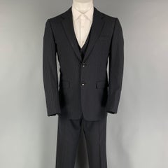 THEORY Size 40 Black Grey Pinstripe Wool Lycra Single breasted 34 Suit