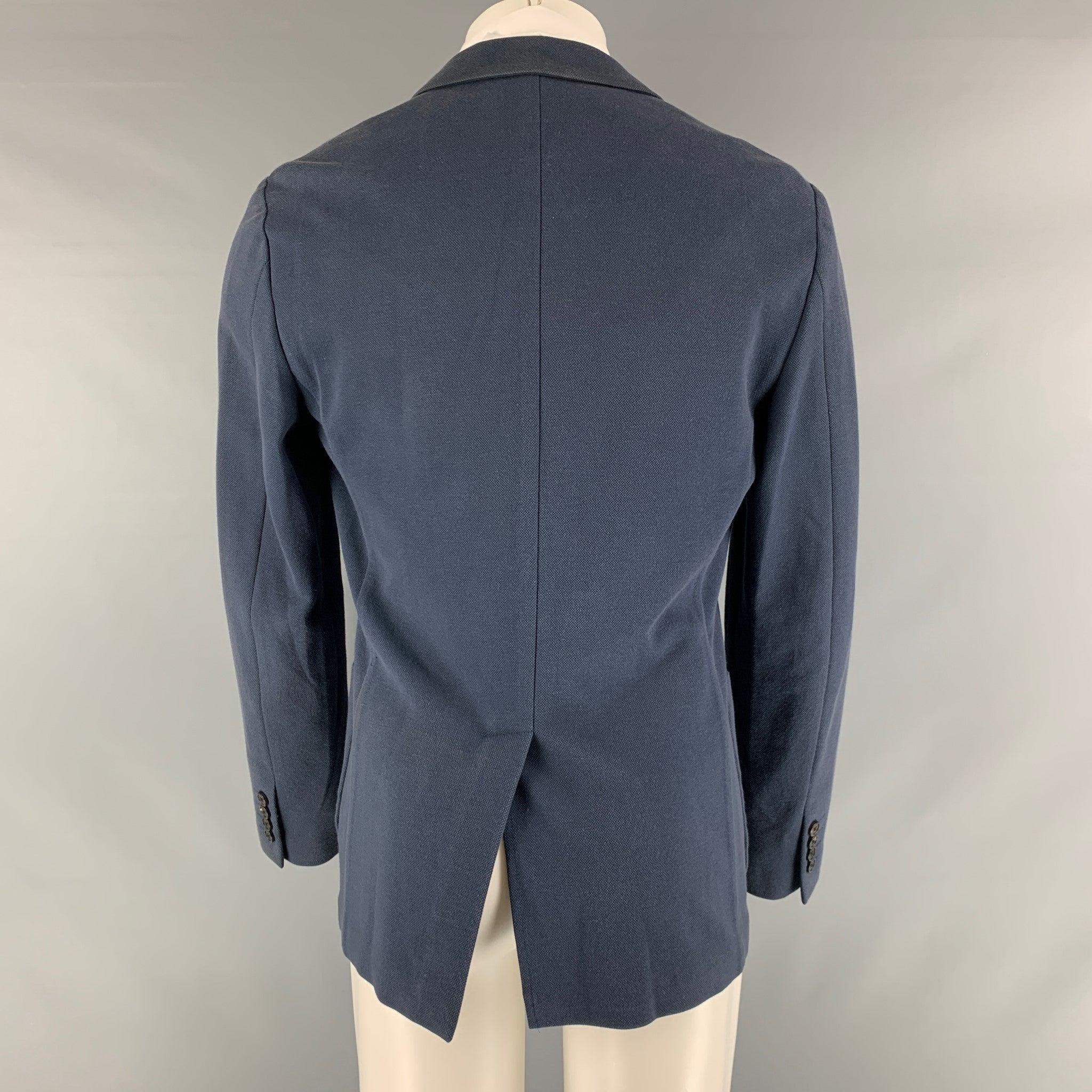 THEORY Size 40 Navy Solid Cotton Blend Notch Lapel Sport Coat In Good Condition For Sale In San Francisco, CA