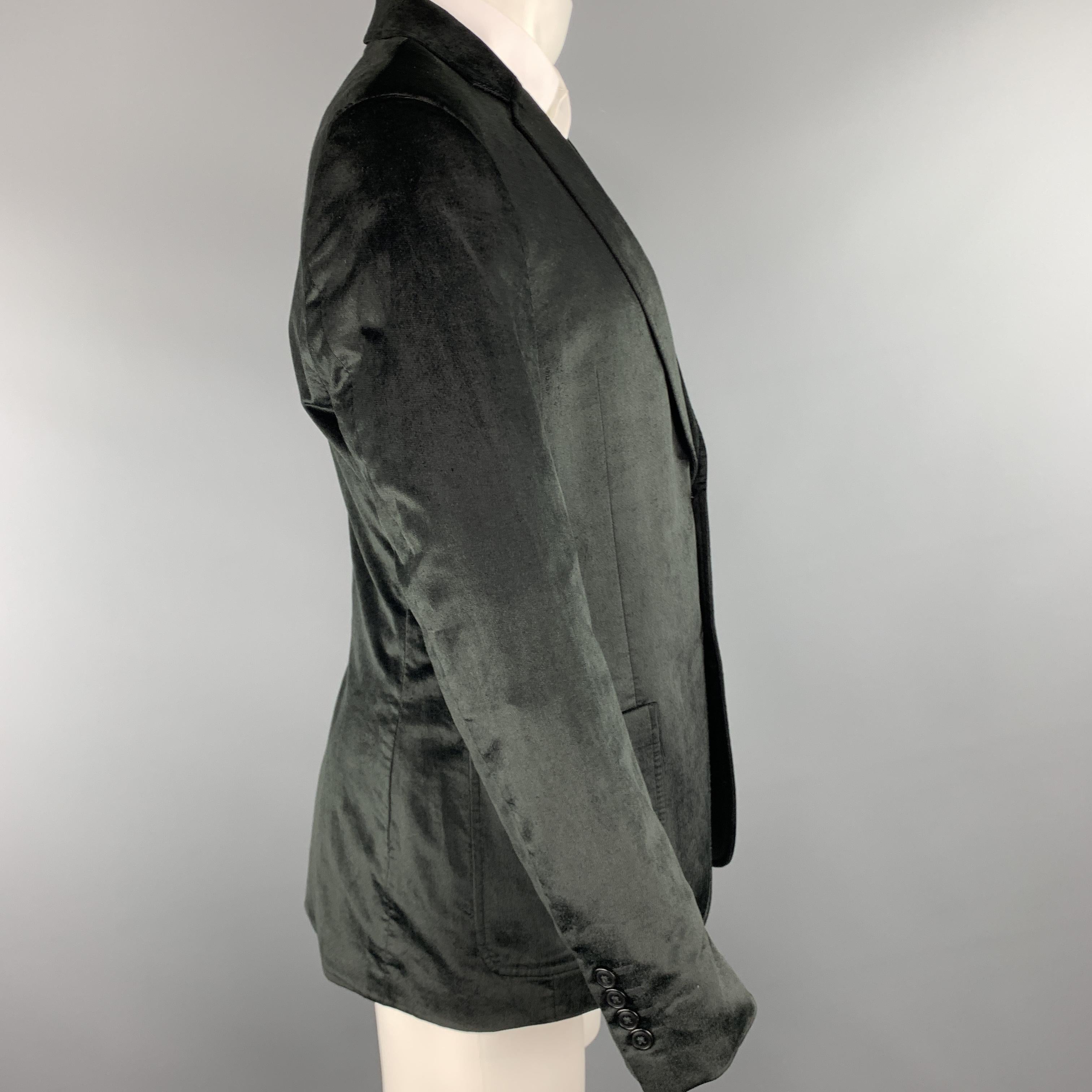 Men's THEORY Size 40 Regular Black Velvet Notch Lapel Patch Pocket Sport Coat