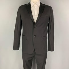 THEORY Size 40 Regular Black Wool Peak Lapel Tuxedo Suit