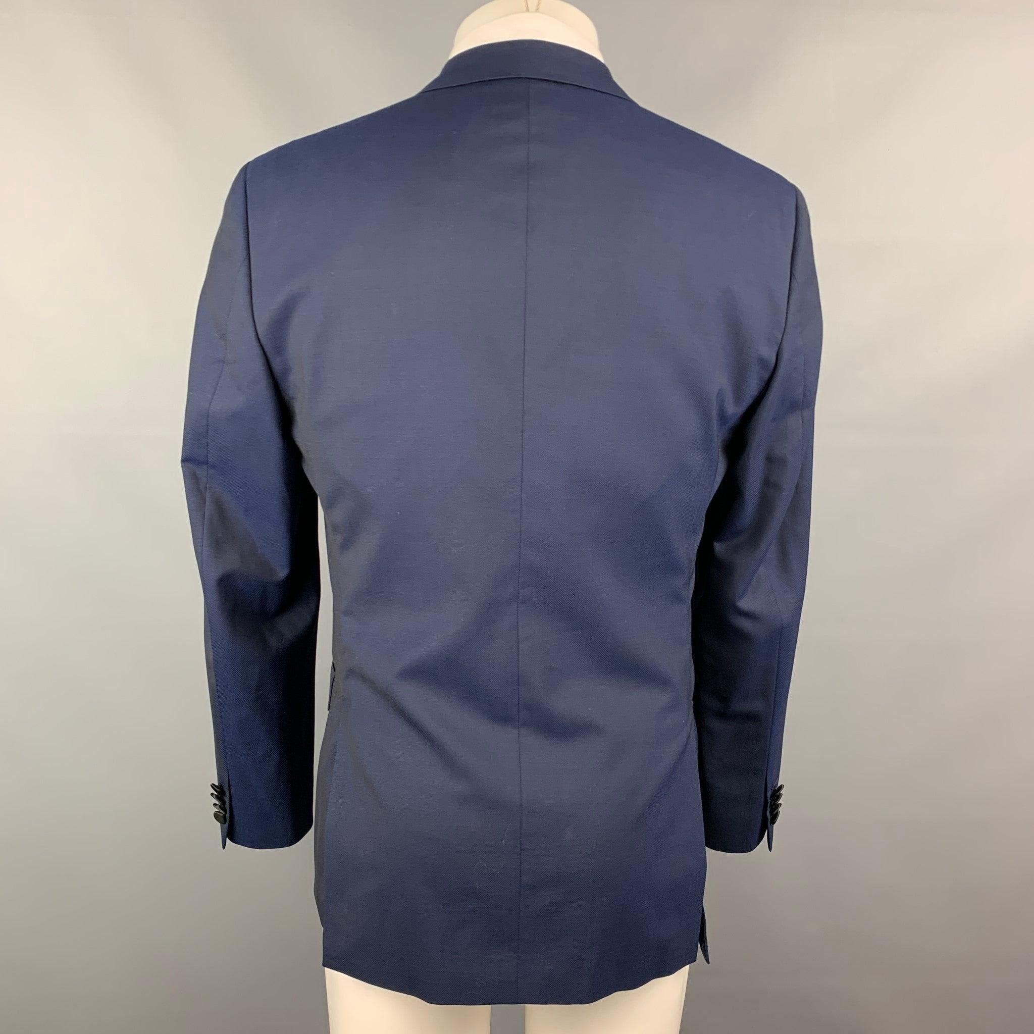 Men's THEORY Size 40 Regular Navy & Black Wool Notch Lapel Sport Coat For Sale