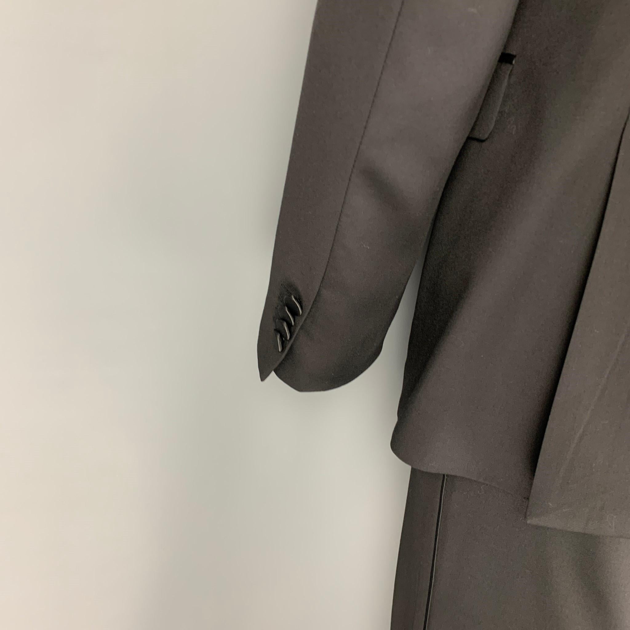 THEORY Size 42 Black Wool Peak Lapel Tuxedo Suit In Excellent Condition In San Francisco, CA