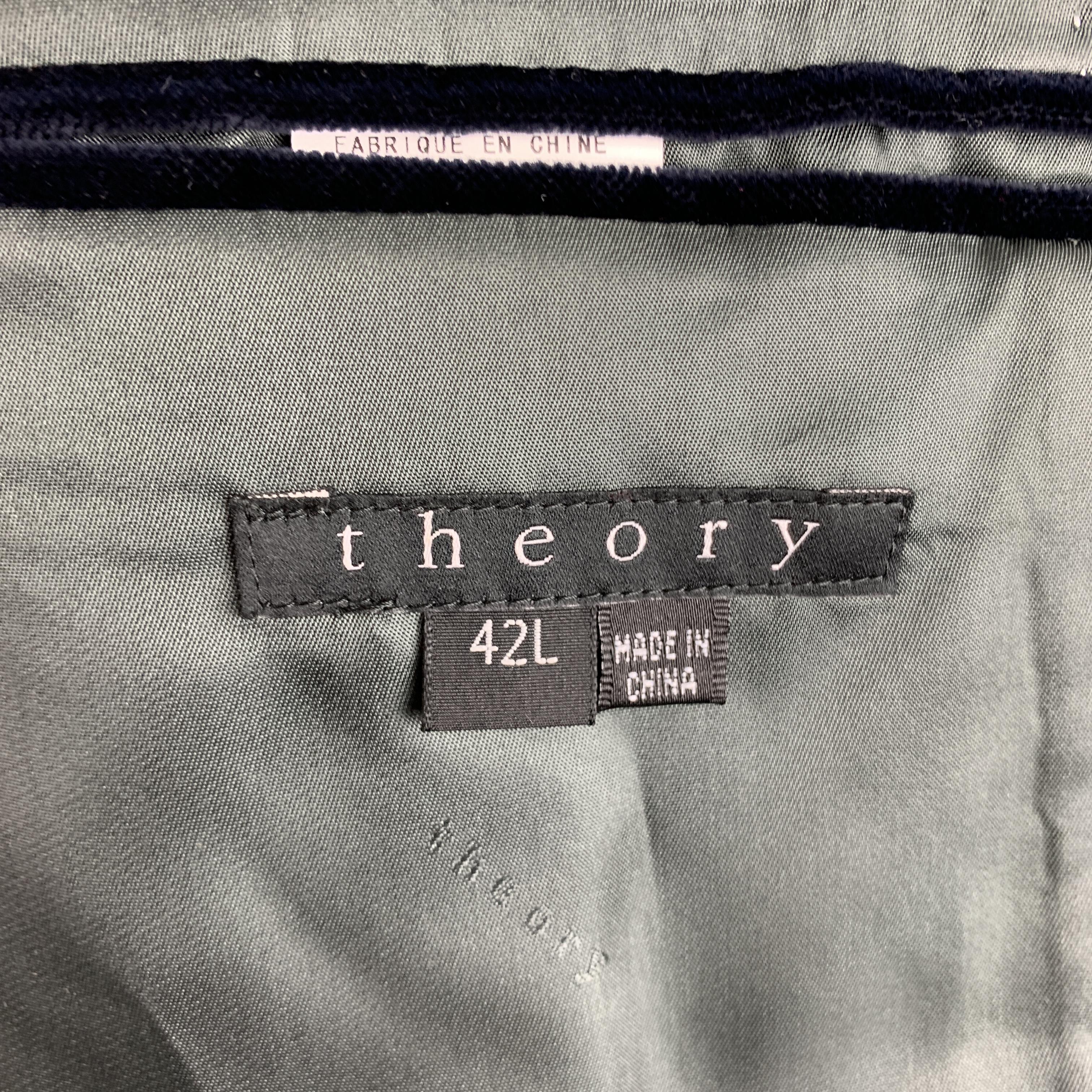 Men's THEORY Size 42 Navy Stripe Cotton Velvet Notch Lapel Long Sport Coat