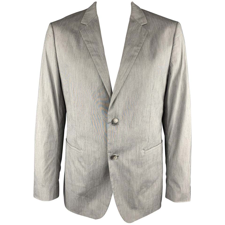 THEORY Size 44 Gray Heather Cotton Blend Notch Lapel Sport Coat Jacket ...