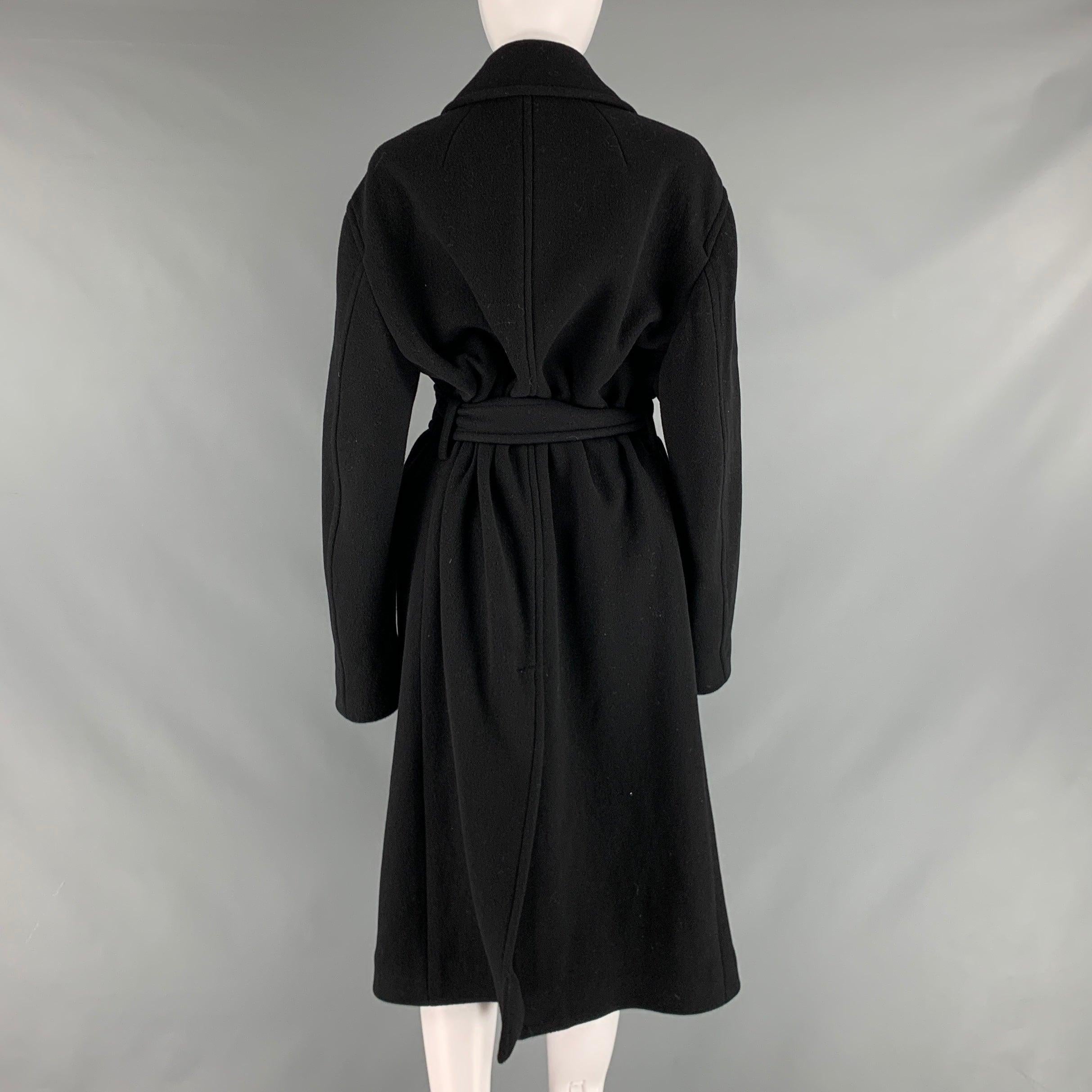 Women's THEORY Size L Black Wool Blend Solid Notch Lapel Coat For Sale