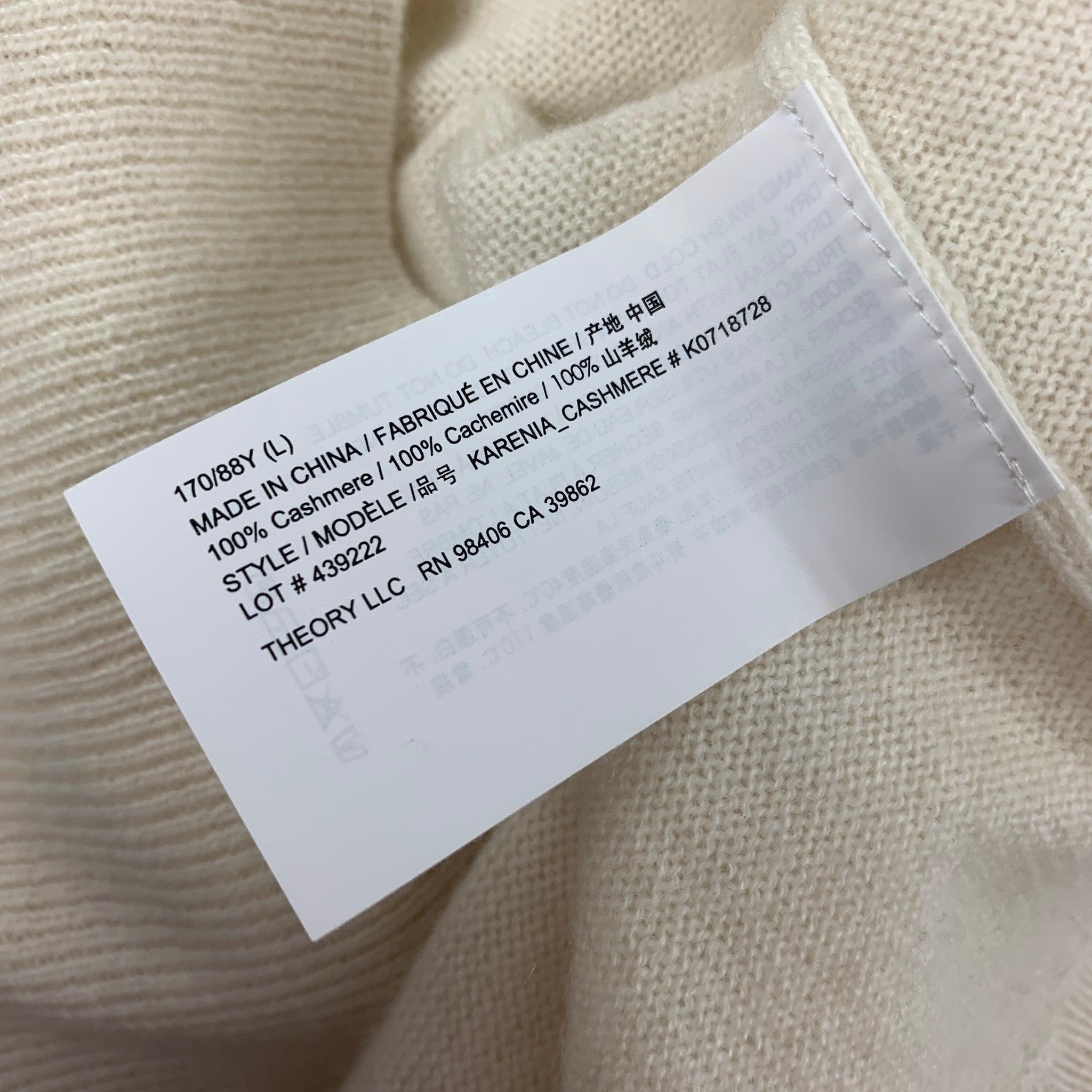 Women's THEORY Size L Cream Cashmere Sweater For Sale