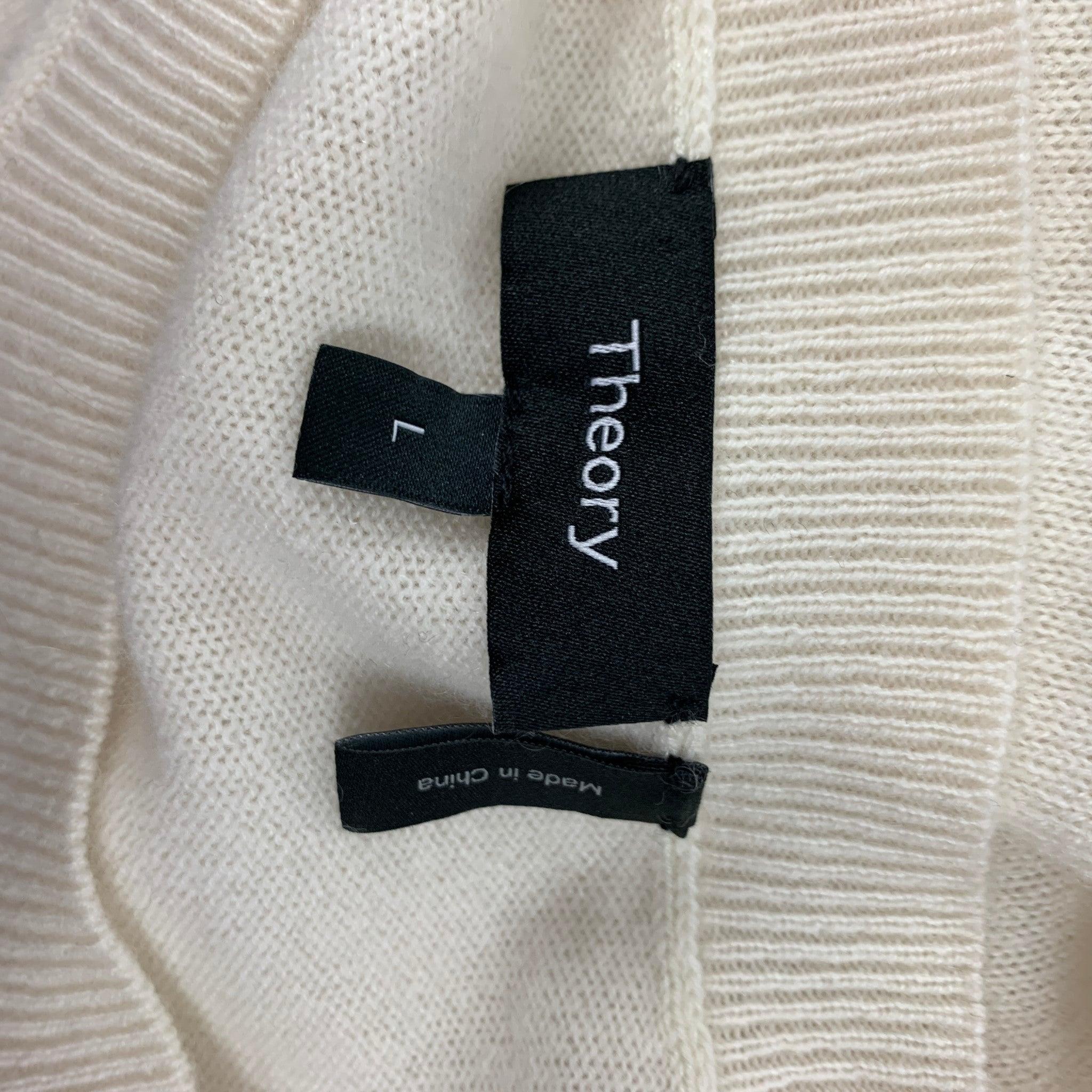 THEORY Size L Cream Cashmere Sweater For Sale 1