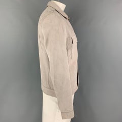 THEORY Size L Grey Light Grey Leather Snaps Jacket