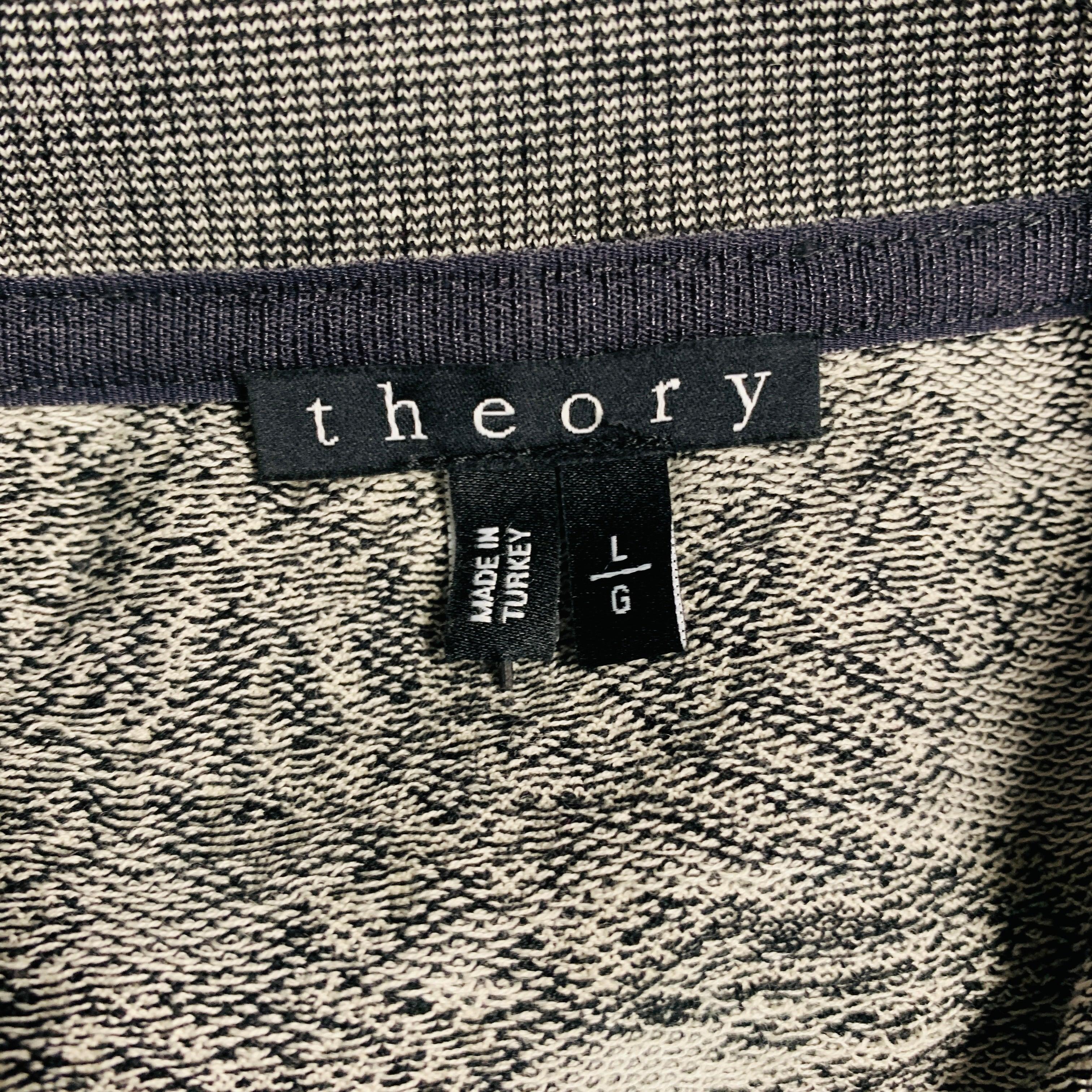 THEORY Size L Grey White Abstract Crew Neck Pullover For Sale 1