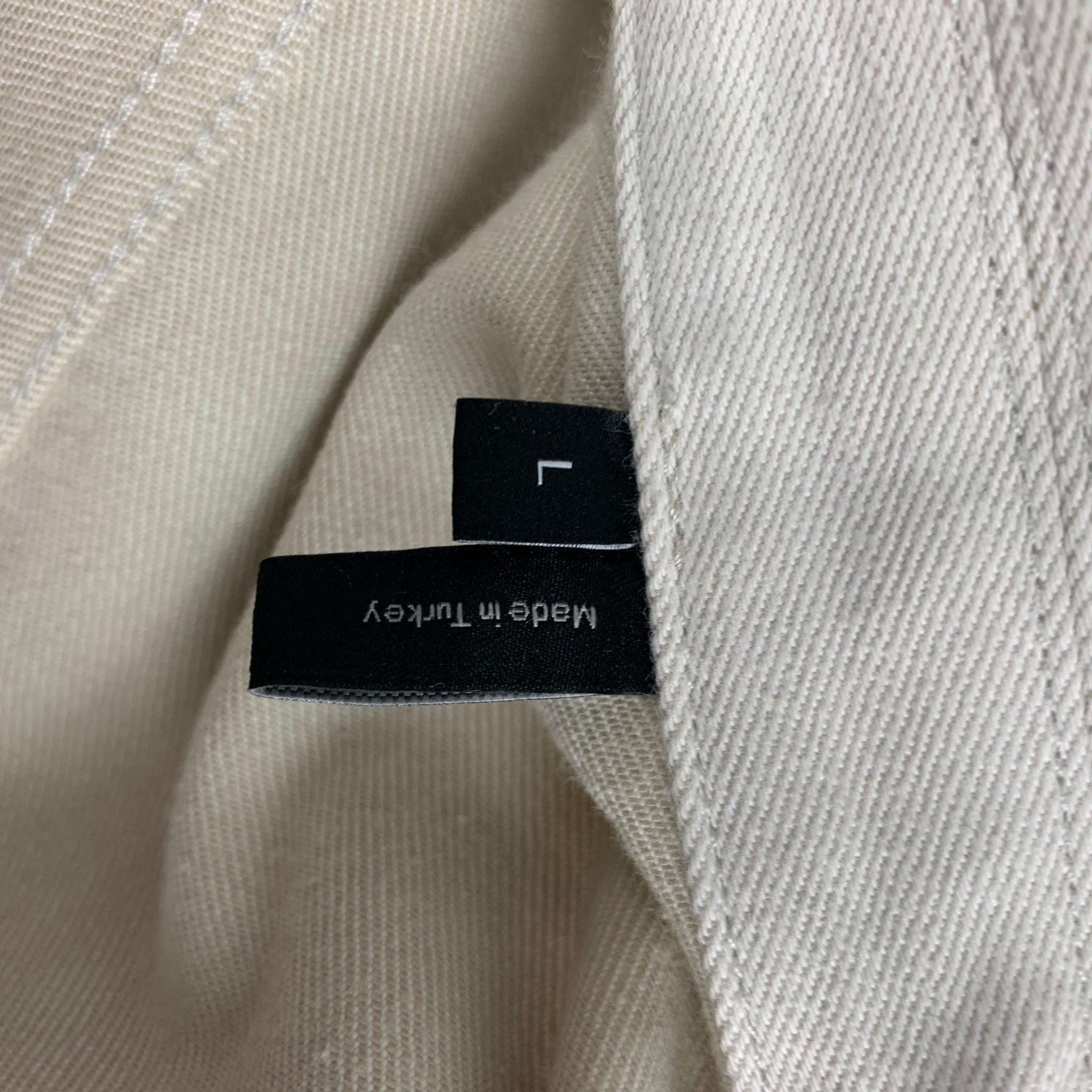 THEORY Size L Off White Cotton Polyurethane Jacket In Good Condition In San Francisco, CA