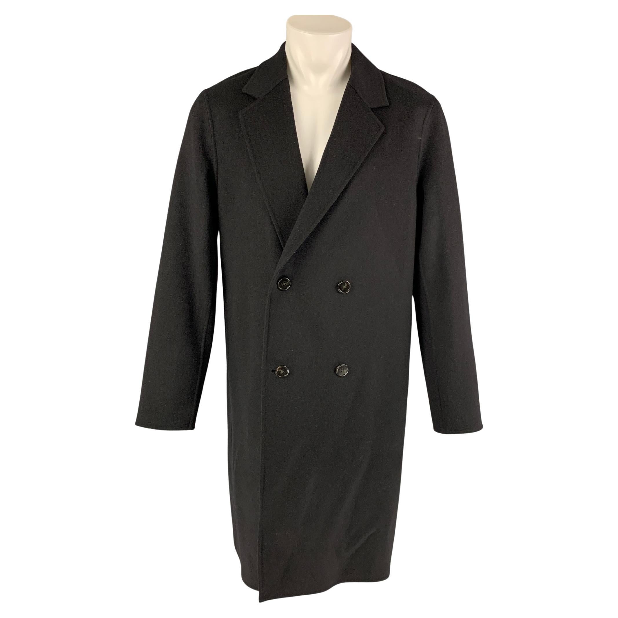 THEORY Size M Black Cashmere Wool Double Breasted Coat