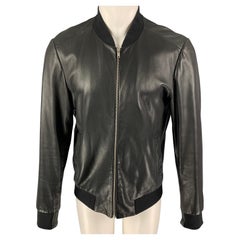 THEORY Size M Black Leather Bomber Jacket