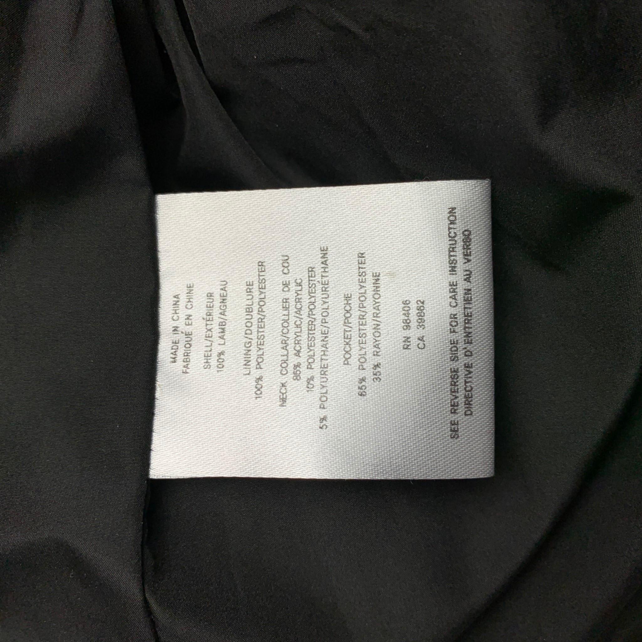THEORY Size M Black Quilted Lamb Skin Leather Zip Up Hooded Jacket In Good Condition In San Francisco, CA