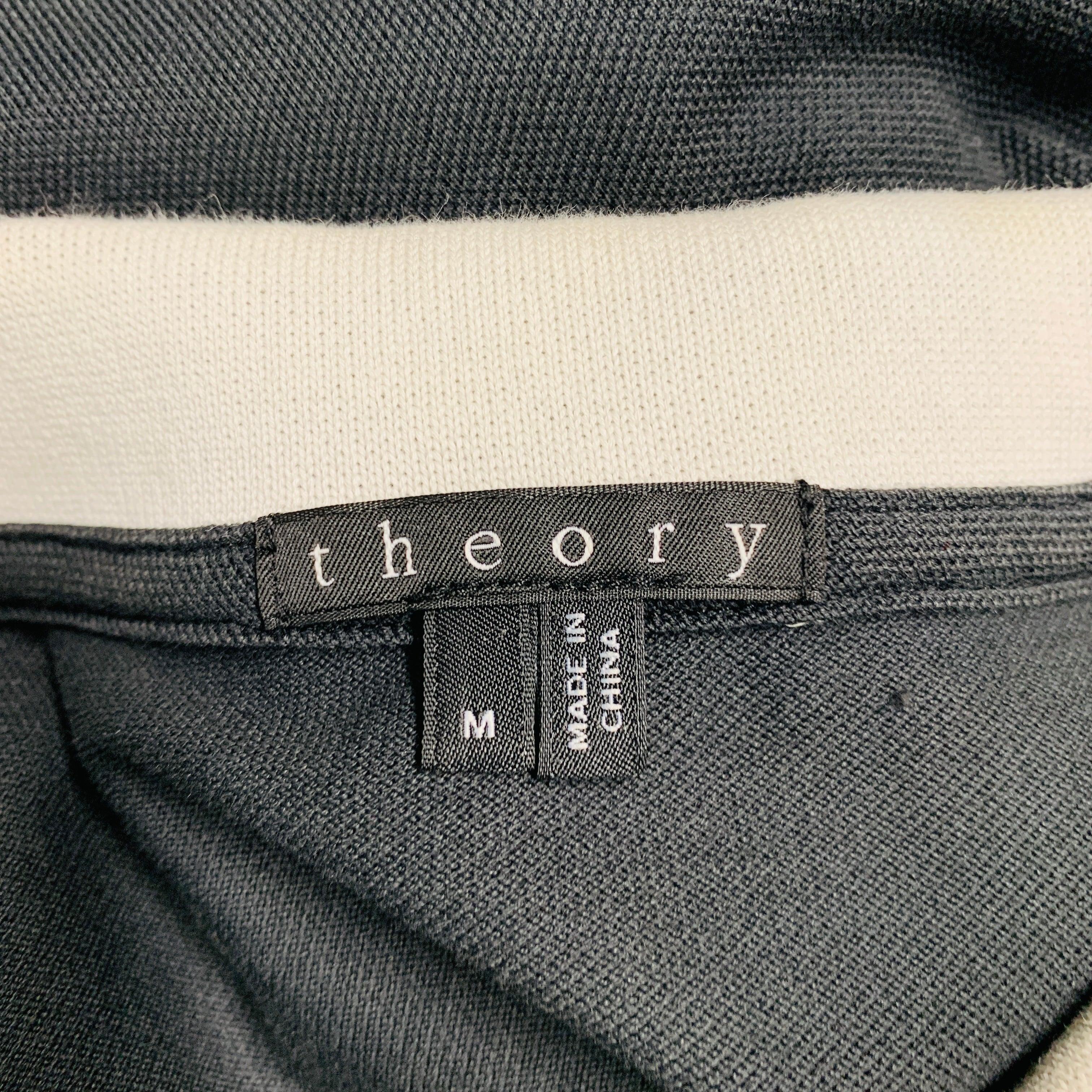 THEORY Size M Grey White Cotton Polo For Sale 1