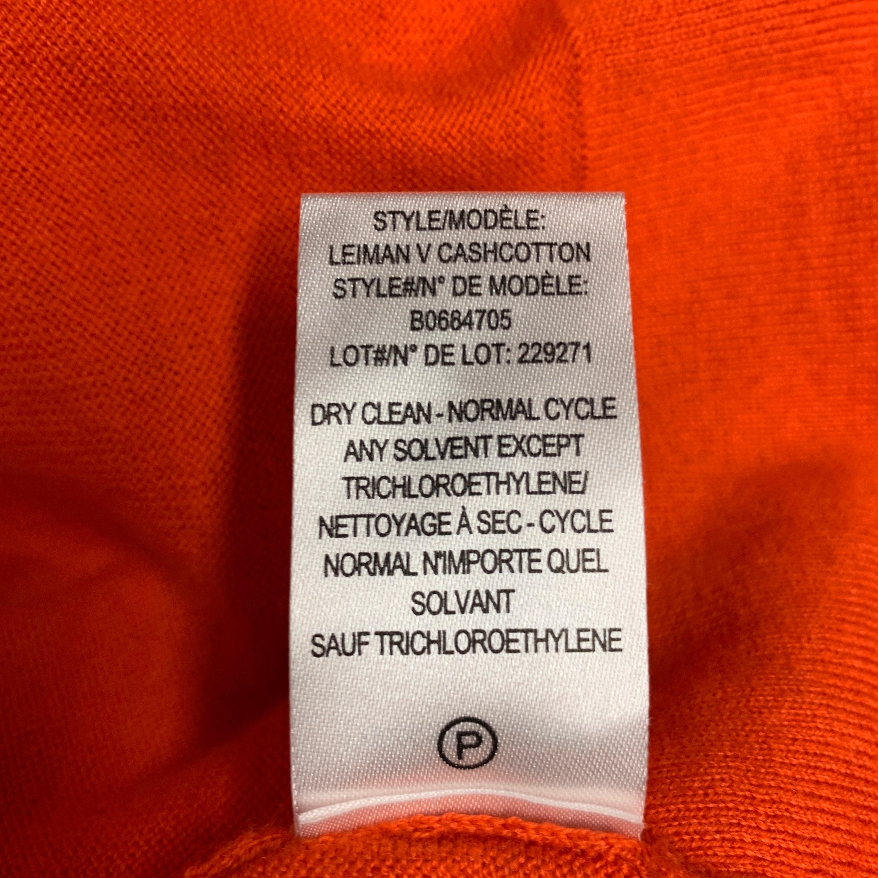 THEORY Size M Orange Cotton Cashmere V-Neck Pullover 2