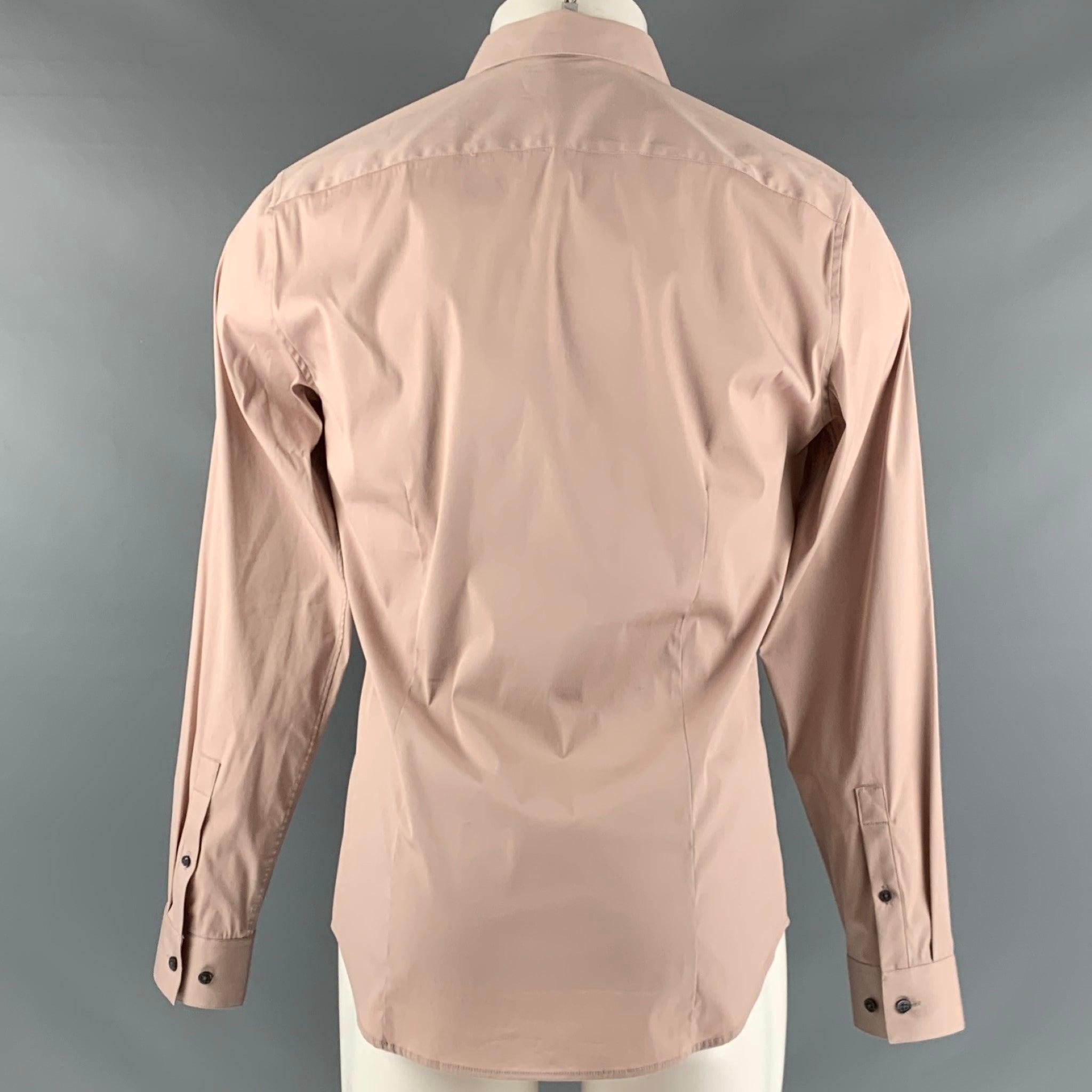 THEORY Size M Pink Cotton Blend Long Sleeve Shirt In Good Condition For Sale In San Francisco, CA