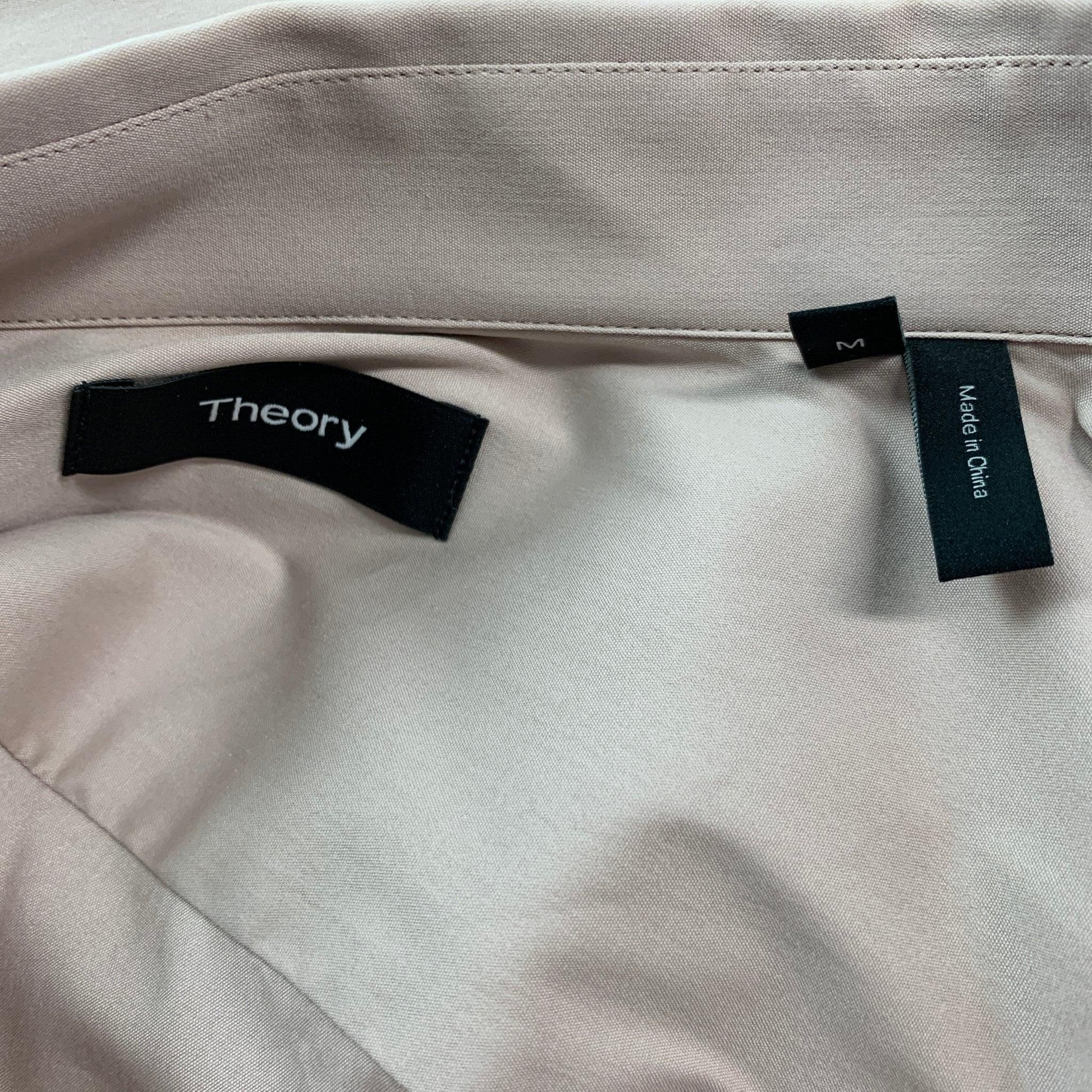 THEORY Size M Pink Cotton Blend Long Sleeve Shirt For Sale 4